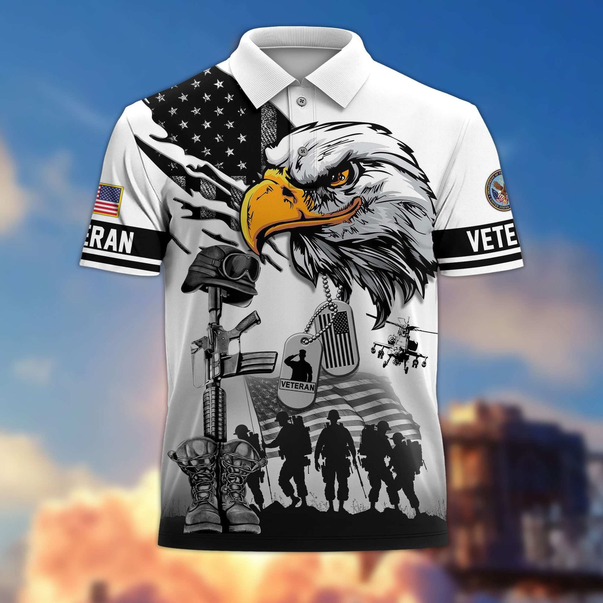 Premium US Veterans Polo Shirt BPHN090411, Gifts For US Veterans, Gifts On Memorial Day, Father's Day, Armed Forces Day, Veterans Day.