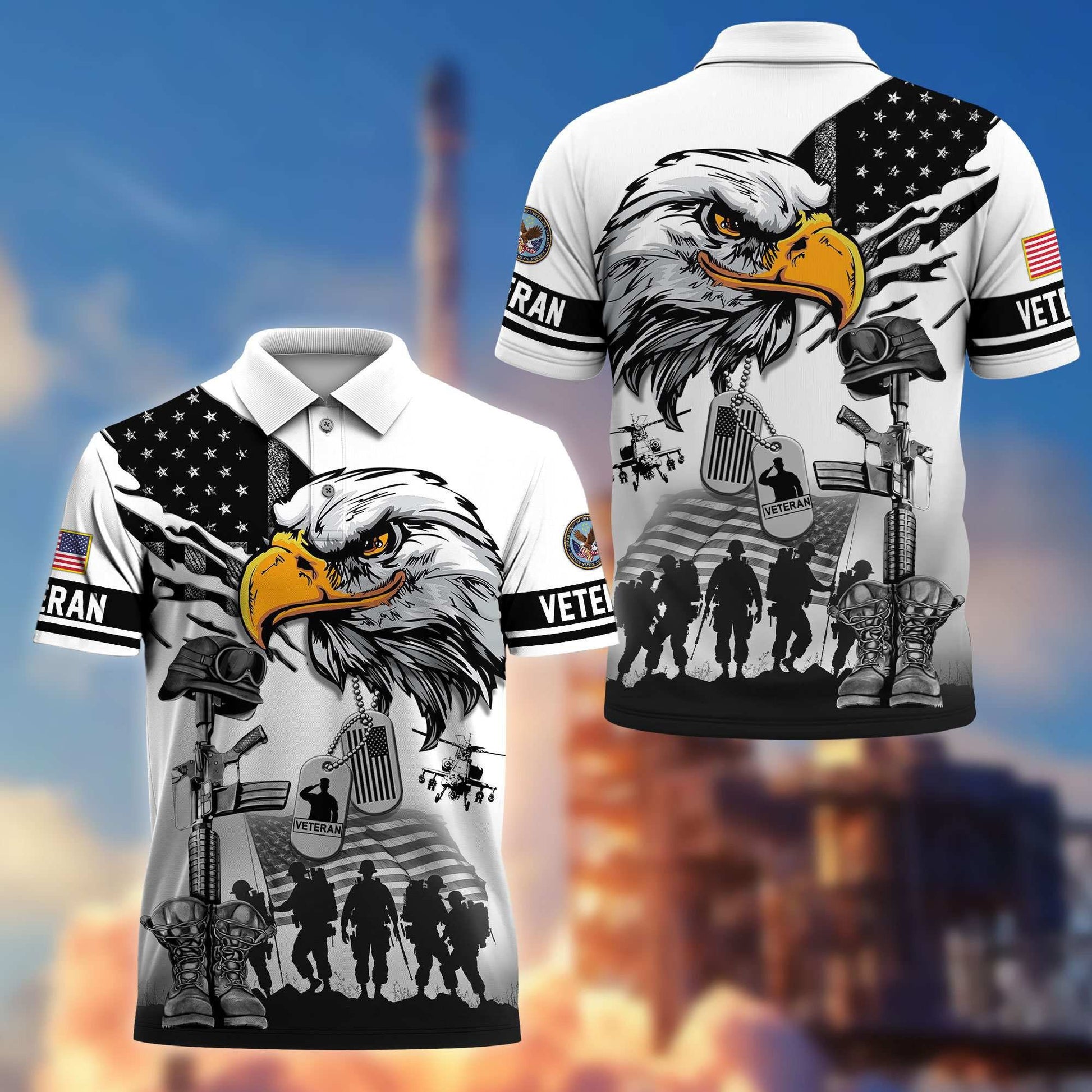 Premium US Veterans Polo Shirt BPHN090411, Gifts For US Veterans, Gifts On Memorial Day, Father's Day, Armed Forces Day, Veterans Day.