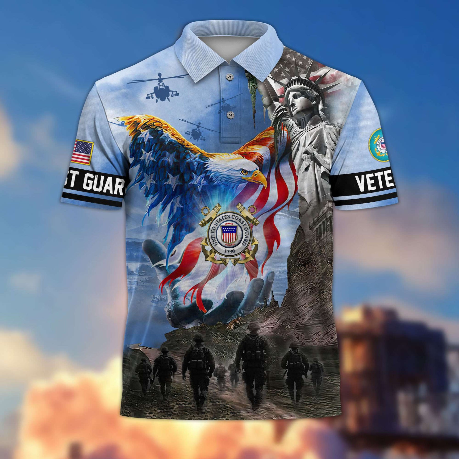 Premium US Veterans Polo Shirt BPHN100411, Gifts For US Veterans, Gifts On Memorial Day, Father's Day, Armed Forces Day, Veterans Day.