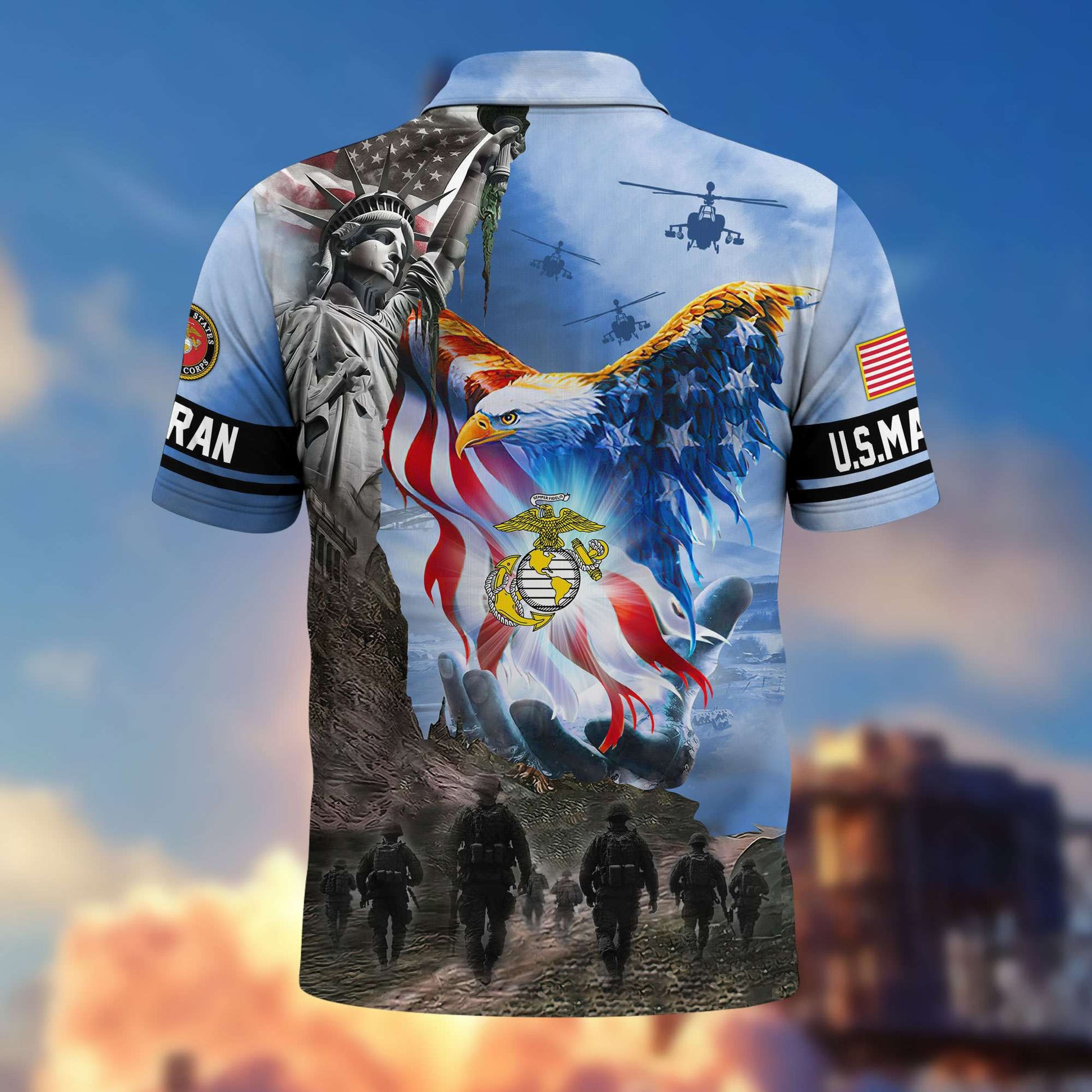 Premium US Veterans Polo Shirt BPHN100411, Gifts For US Veterans, Gifts On Memorial Day, Father's Day, Armed Forces Day, Veterans Day.