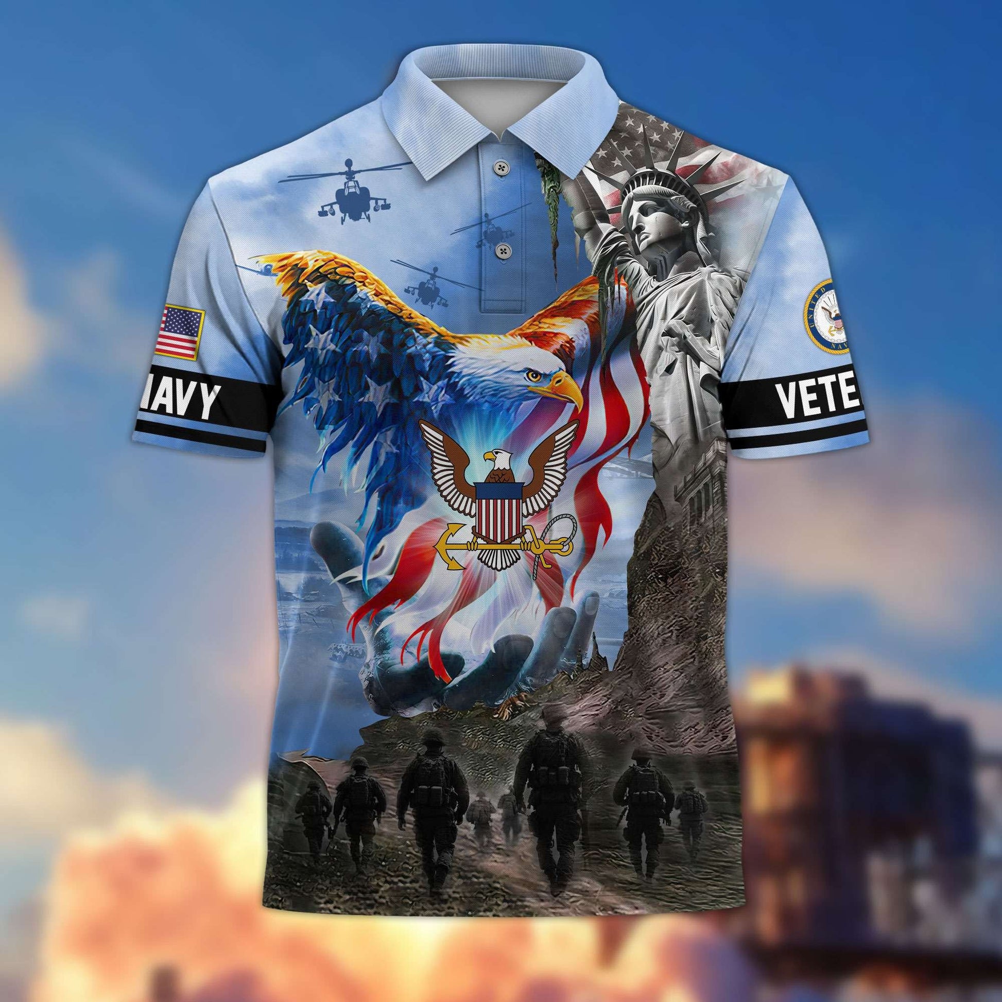 Premium US Veterans Polo Shirt BPHN100411, Gifts For US Veterans, Gifts On Memorial Day, Father's Day, Armed Forces Day, Veterans Day.