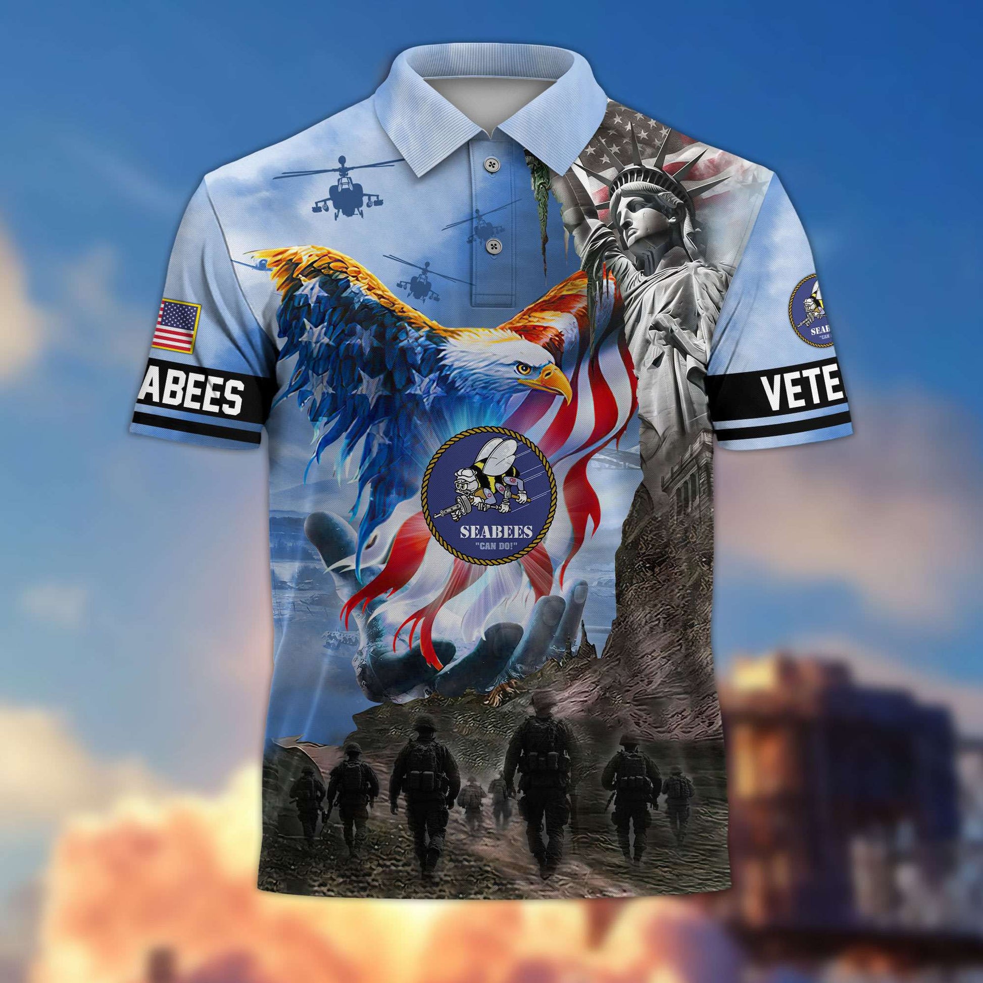Premium US Veterans Polo Shirt BPHN100411, Gifts For US Veterans, Gifts On Memorial Day, Father's Day, Armed Forces Day, Veterans Day.