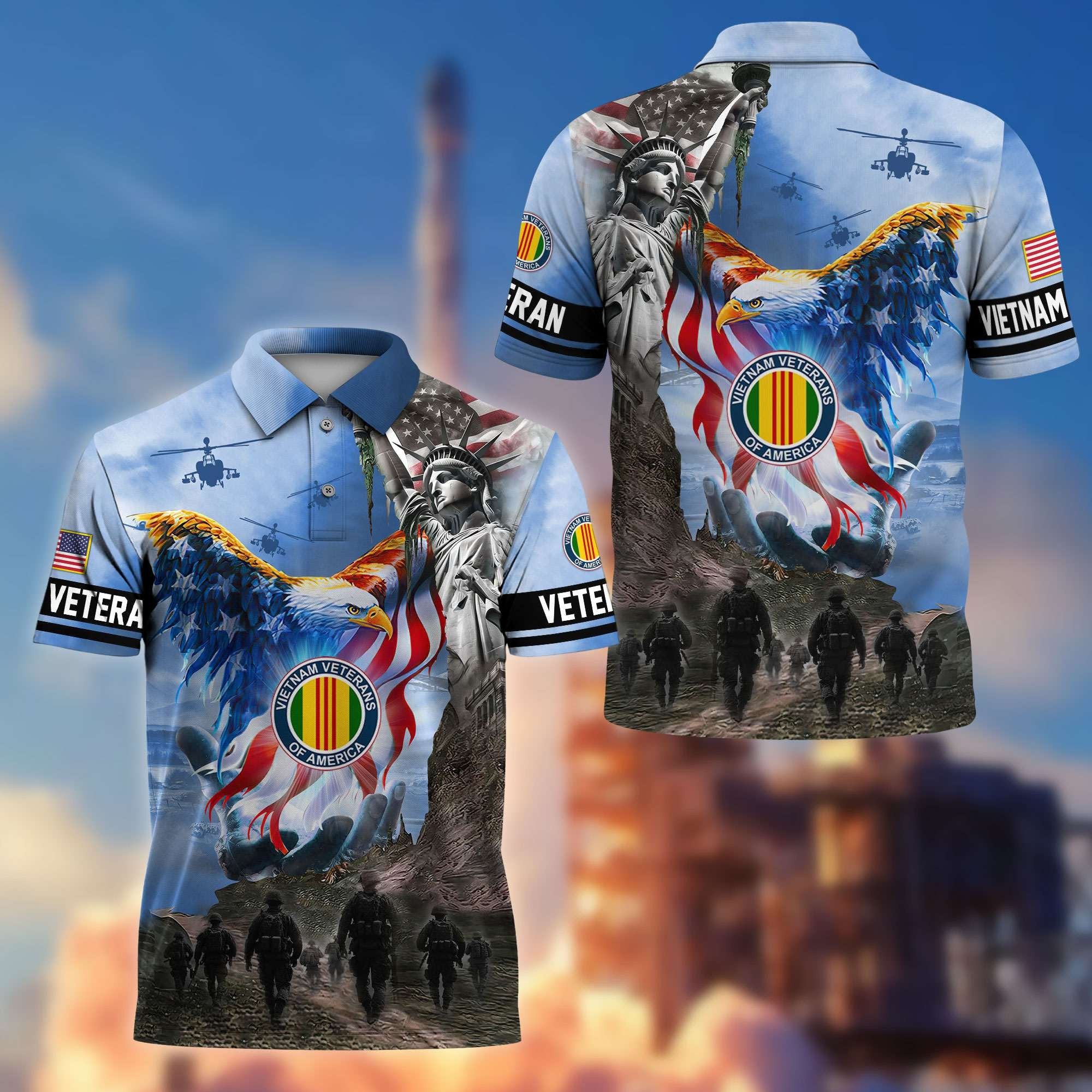 Premium US Veterans Polo Shirt BPHN100411, Gifts For US Veterans, Gifts On Memorial Day, Father's Day, Armed Forces Day, Veterans Day.