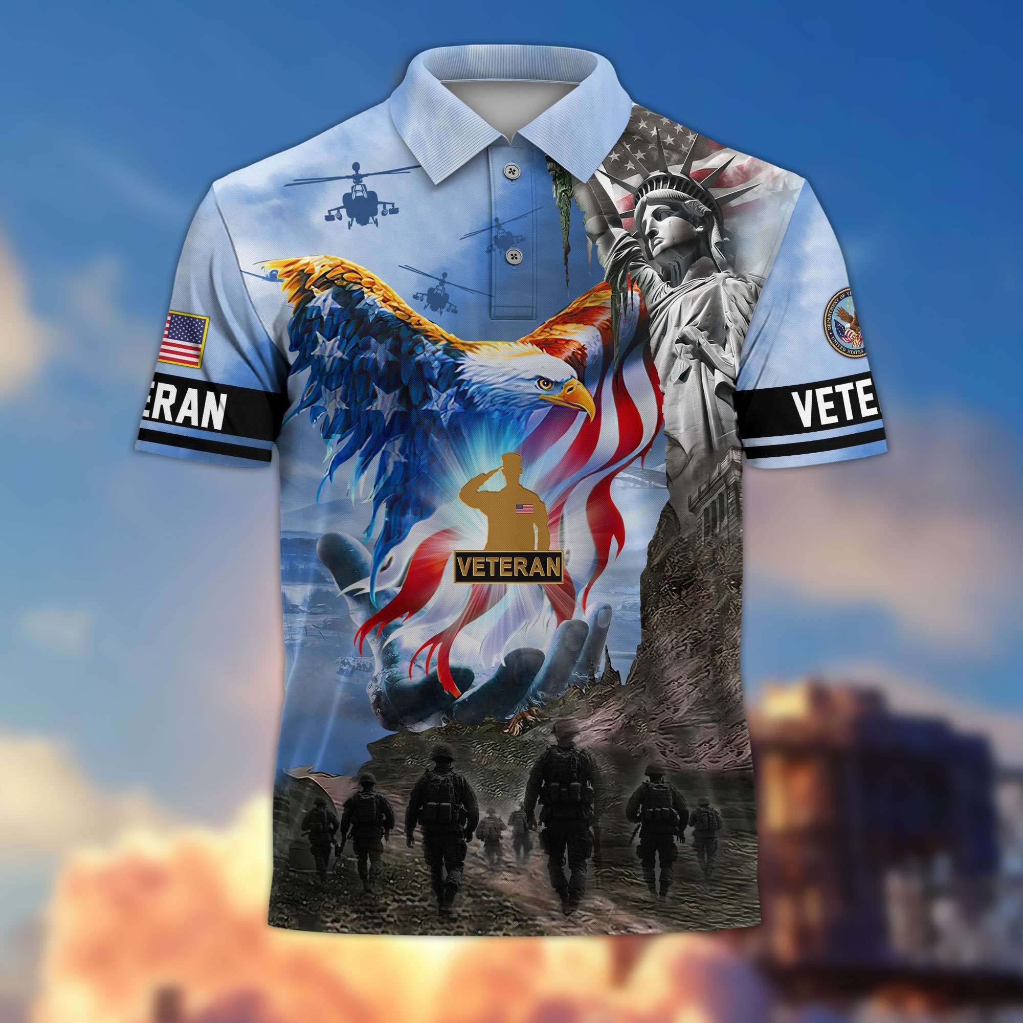 Premium US Veterans Polo Shirt BPHN100411, Gifts For US Veterans, Gifts On Memorial Day, Father's Day, Armed Forces Day, Veterans Day.