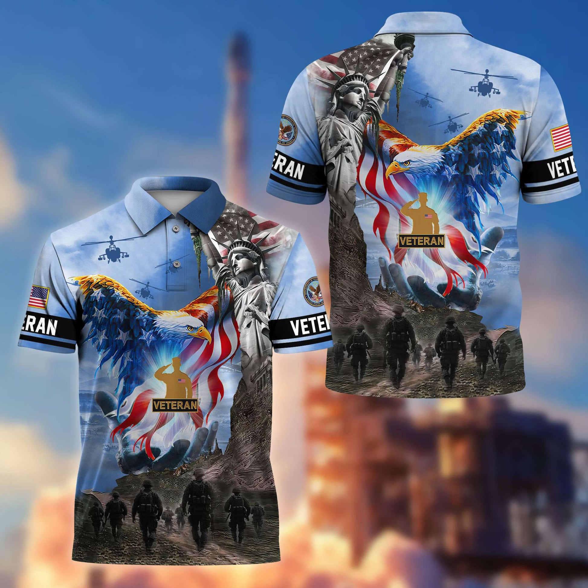 Premium US Veterans Polo Shirt BPHN100411, Gifts For US Veterans, Gifts On Memorial Day, Father's Day, Armed Forces Day, Veterans Day.