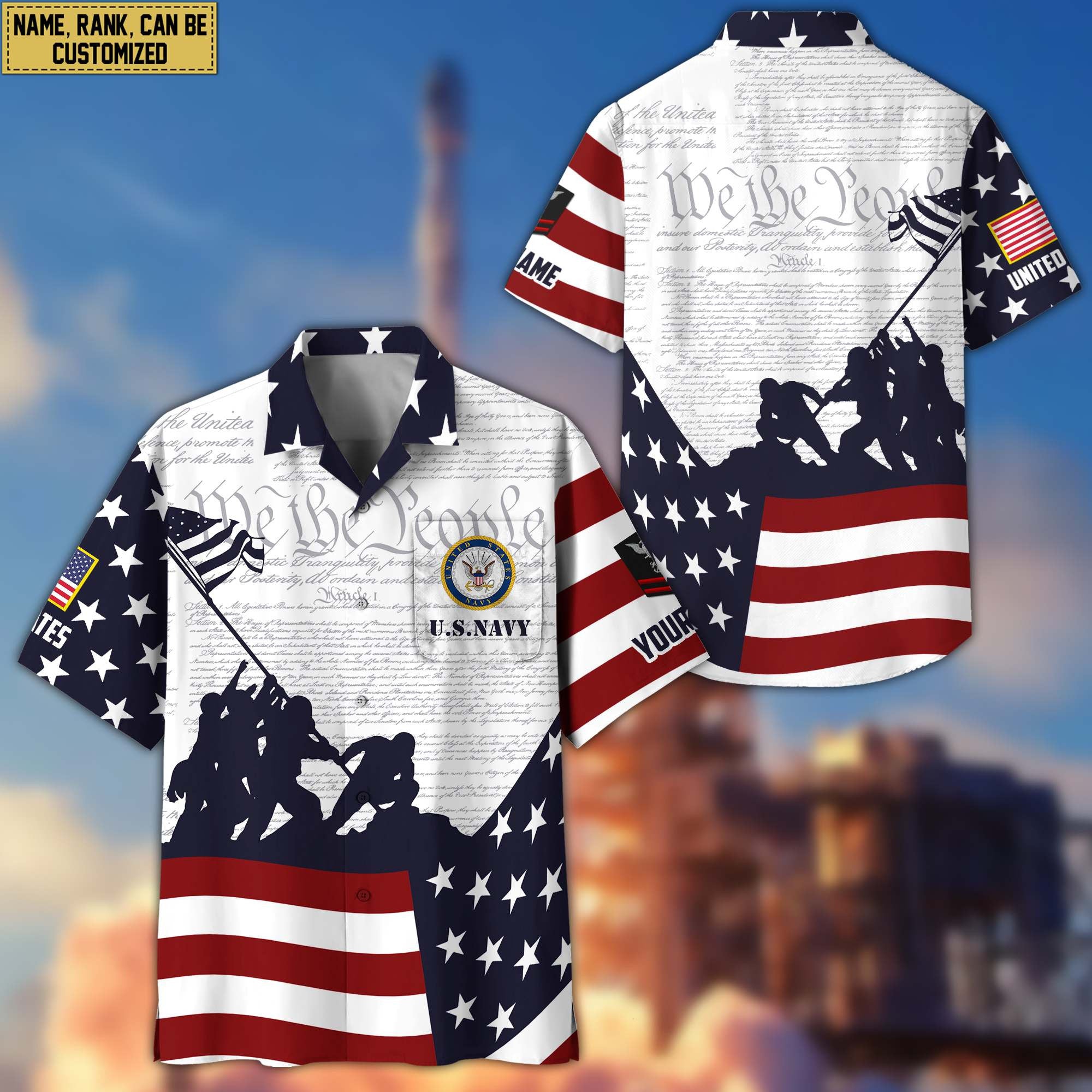Premium Custom US Navy Veteran Hawaiian Shirt VPVC403902, Gifts For Navy Veteran, Best Gifts On Father's Day, Armed Forces Day, Independence Day, Veterans Day.