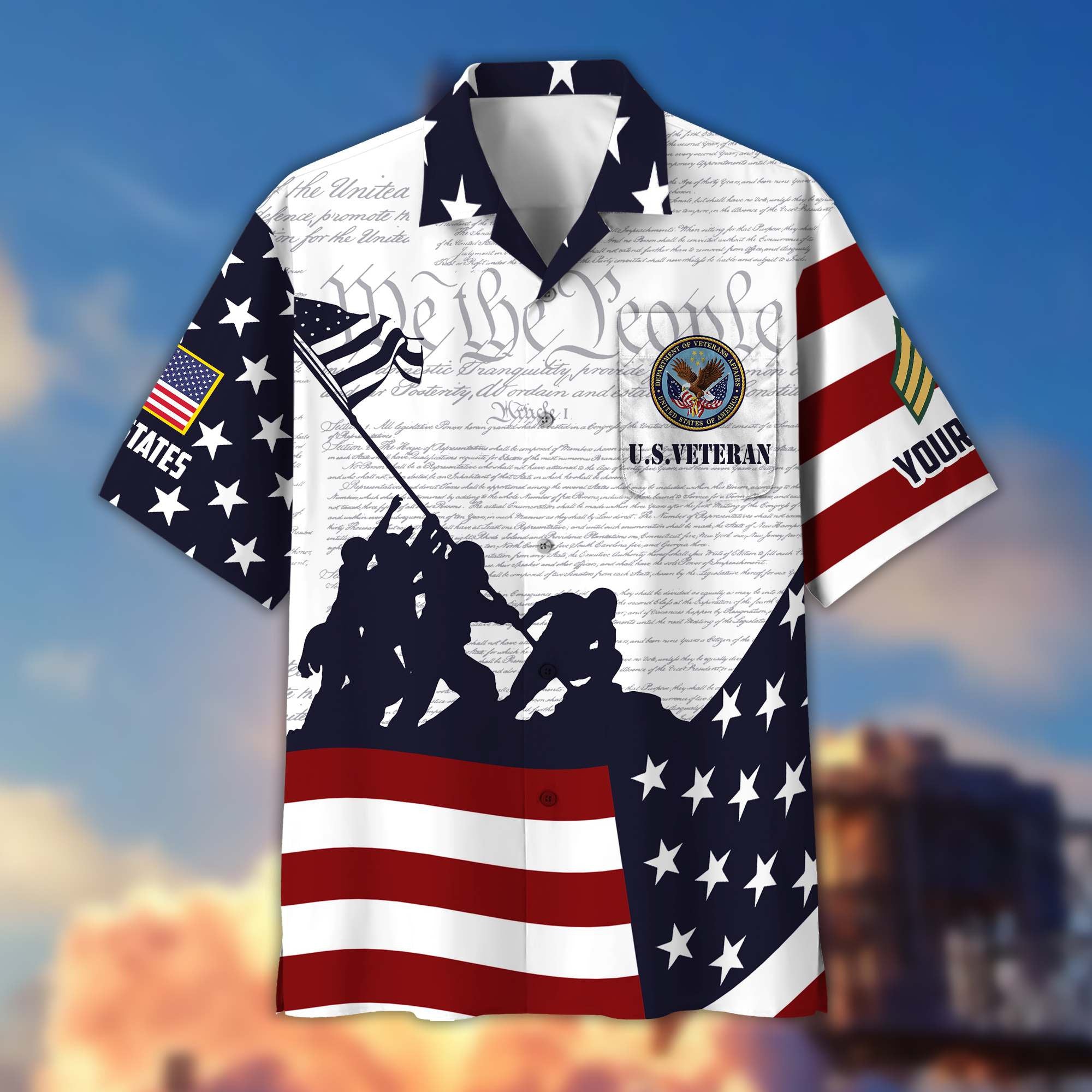 Premium Custom US Veteran Hawaiian Shirt VPVC403907, Gifts For US Veteran, Best Gifts On Father's Day, Armed Forces Day, Independence Day, Veterans Day.
