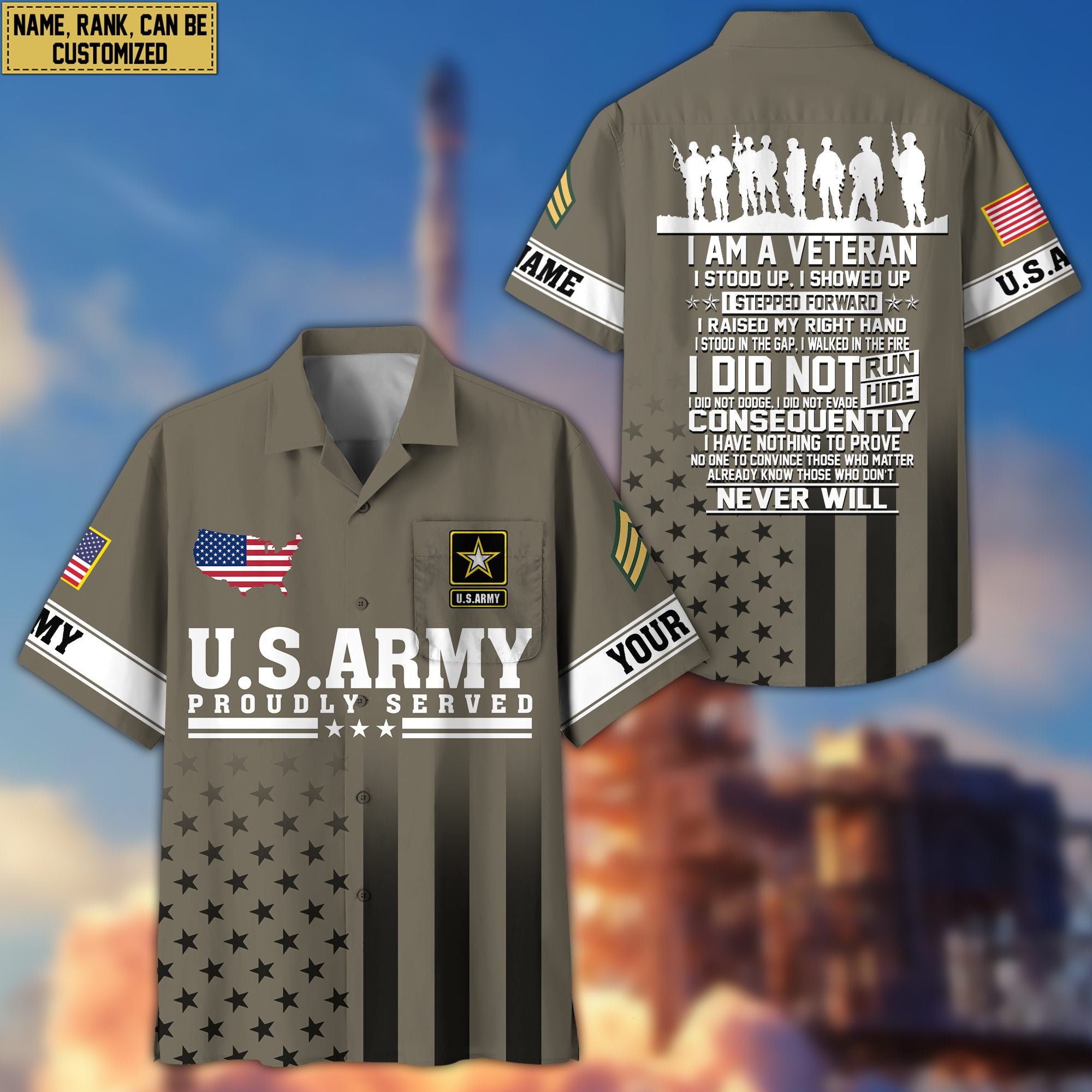 Premium Custom US Army Veteran Hawaiian Shirt VPVC404101, Gifts For Army Veteran, Best Gifts On Father's Day, Armed Forces Day, Independence Day, Veterans Day.