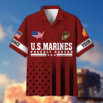 Premium Custom USMC Veteran Hawaiian Shirt VPVC404103, Gifts For Marine Veteran, Best Gifts On Father's Day, Armed Forces Day, Independence Day, Veterans Day.