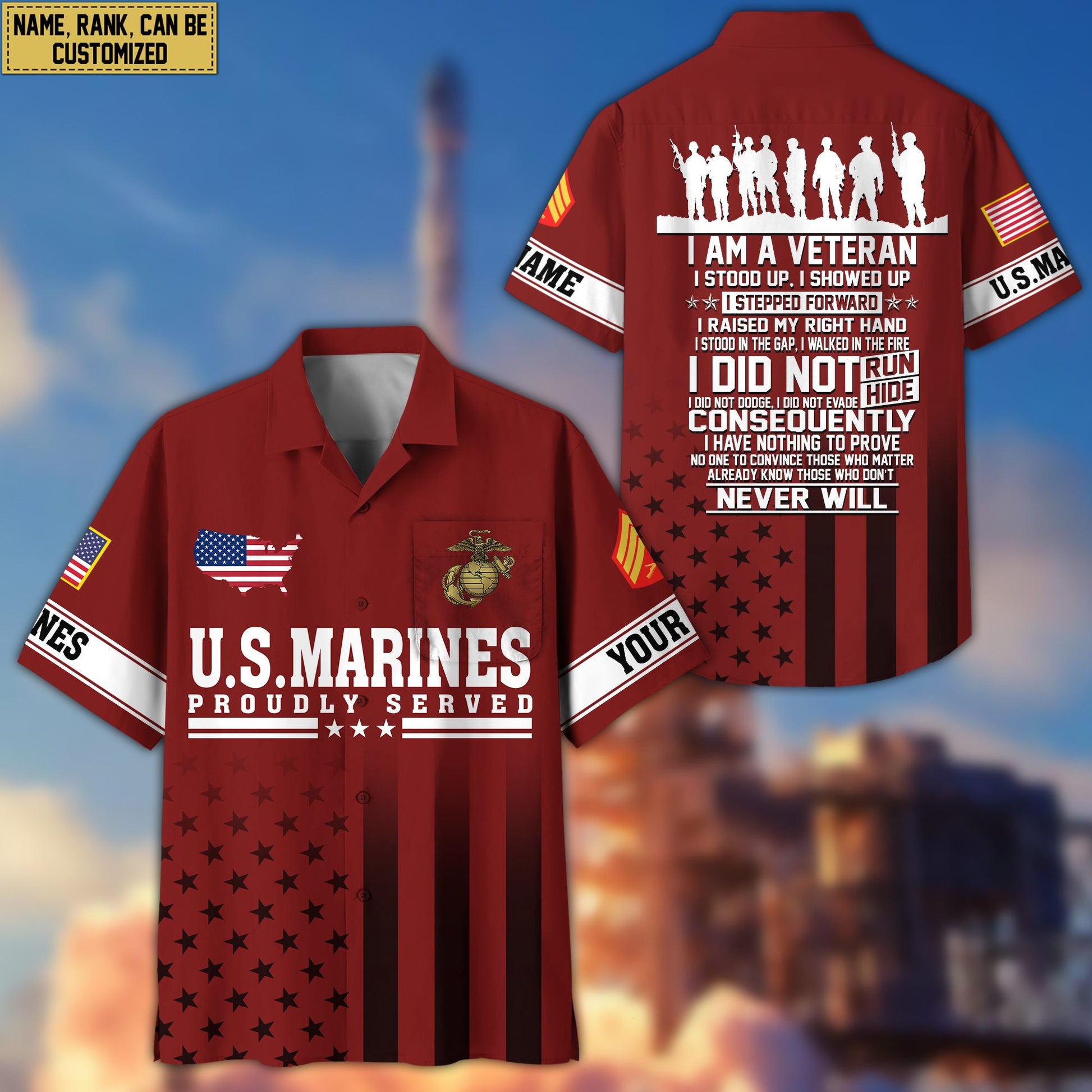 Premium Custom USMC Veteran Hawaiian Shirt VPVC404103, Gifts For Marine Veteran, Best Gifts On Father's Day, Armed Forces Day, Independence Day, Veterans Day.