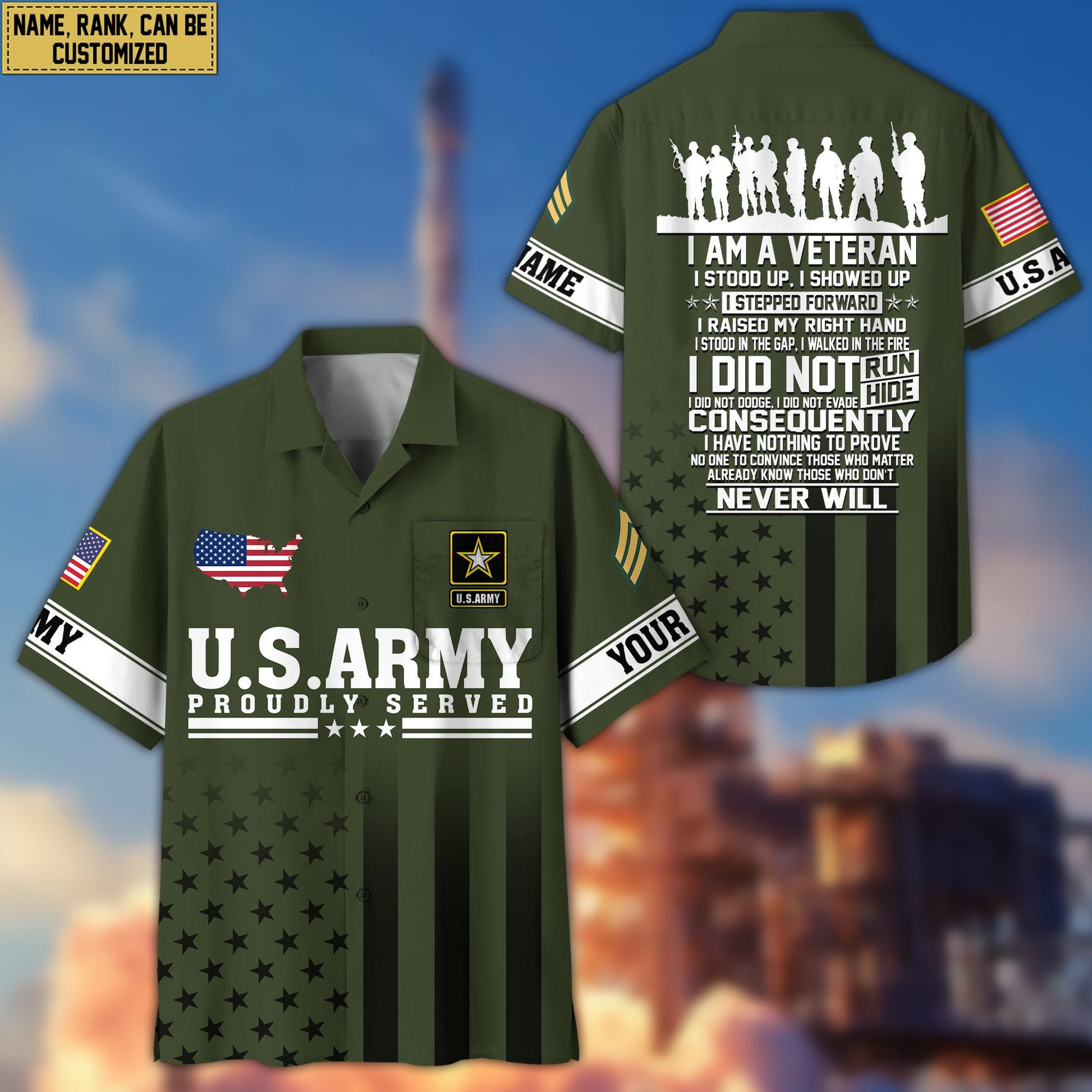 Premium Custom US Army Veteran Hawaiian Shirt VPVC404110, Gifts For Army Veteran, Best Gifts On Father's Day, Armed Forces Day, Independence Day, Veterans Day.
