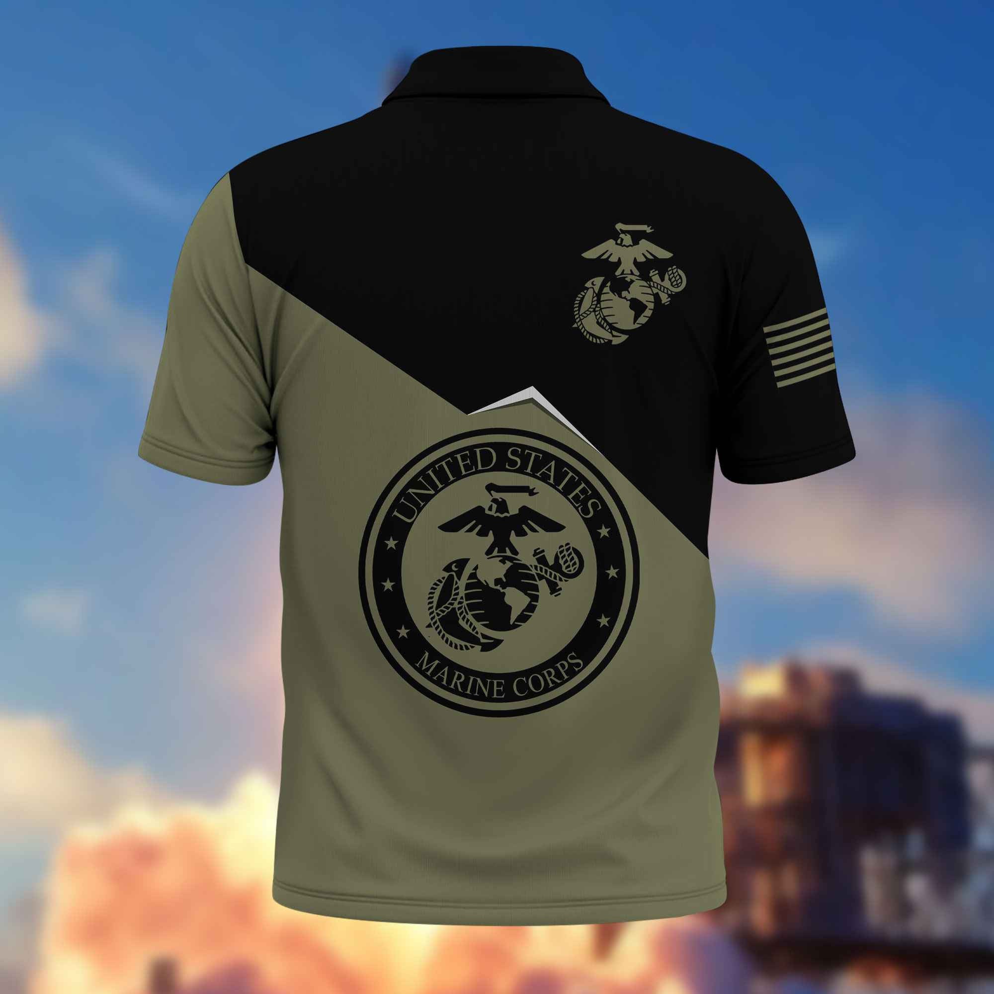 Unique USMC Polo Shirt VPVC216811, Gifts For Marine Veteran, Best Gifts On Father's Day, Independence Day, Veterans Day.