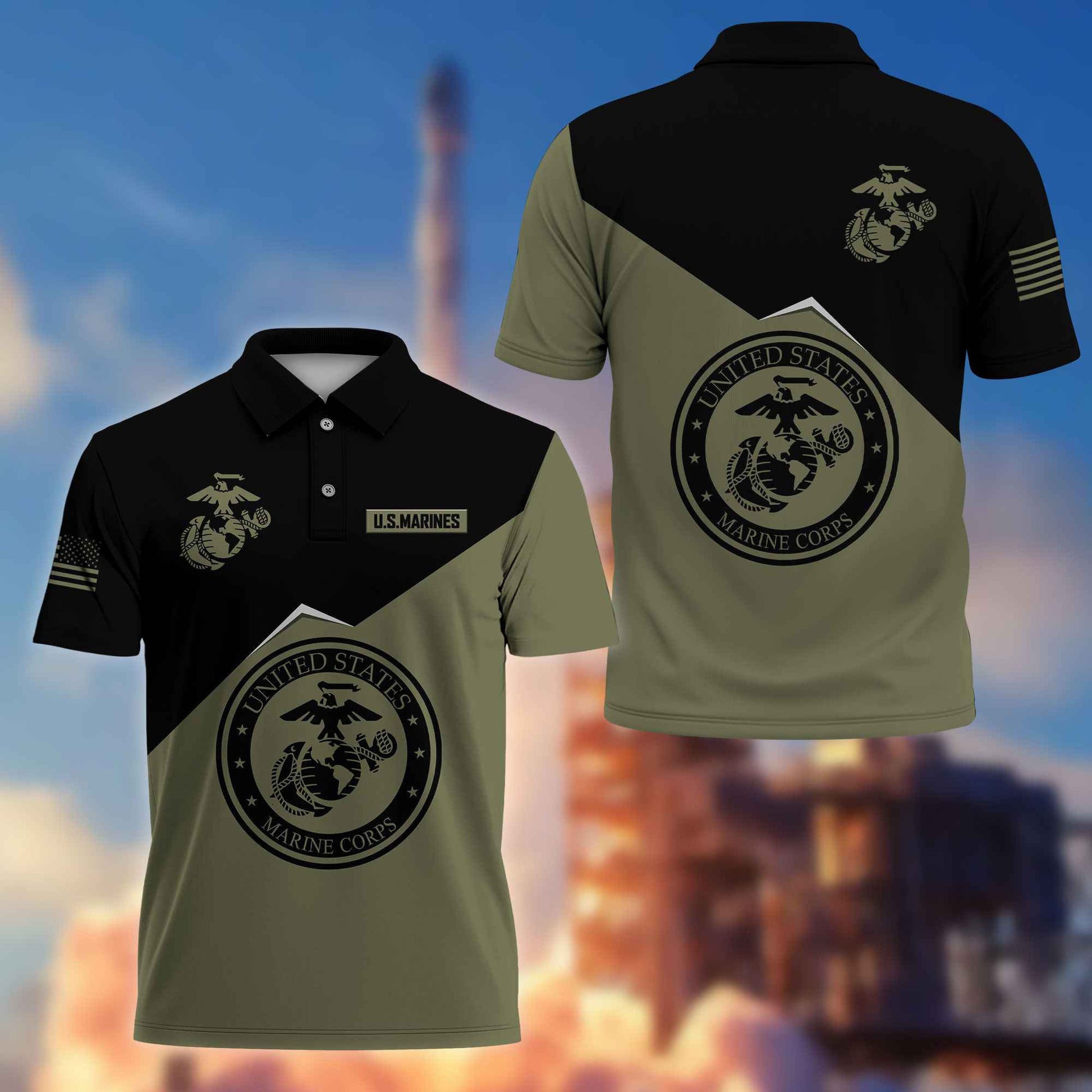 Unique USMC Polo Shirt VPVC216811, Gifts For Marine Veteran, Best Gifts On Father's Day, Independence Day, Veterans Day.