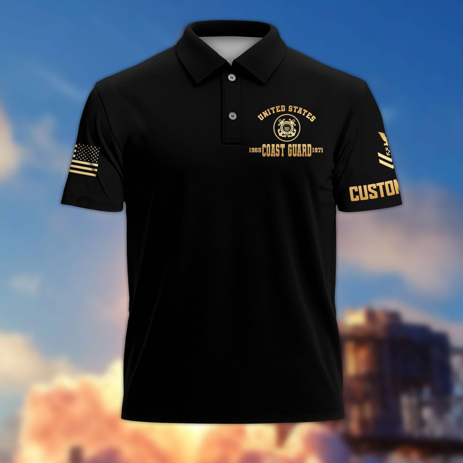 Premium USCG Polo Shirt VPVC217005, Custom Name, Rank, Year, Gifts For Coast Guard Veteran, Best Gifts On Father's Day, Armed Forces Day, Independence Day, Veterans Day.