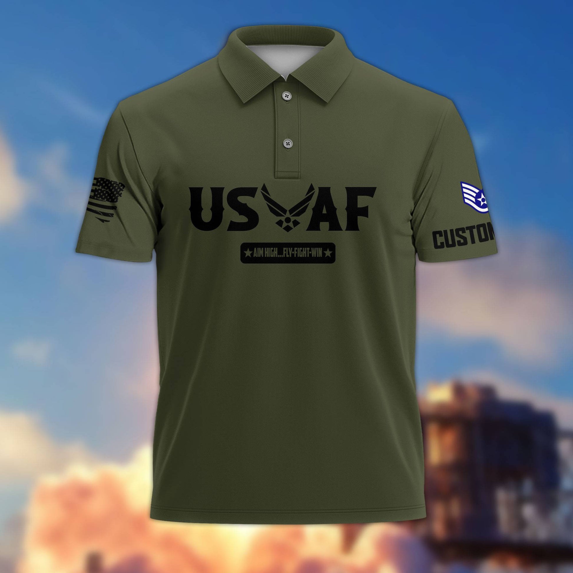 Premium Custom USAF Polo Shirt VPVC217104, Gifts For Air Force Veteran, Best Gifts On Father's Day, Armed Forces Day, Independence Day, Veterans Day.