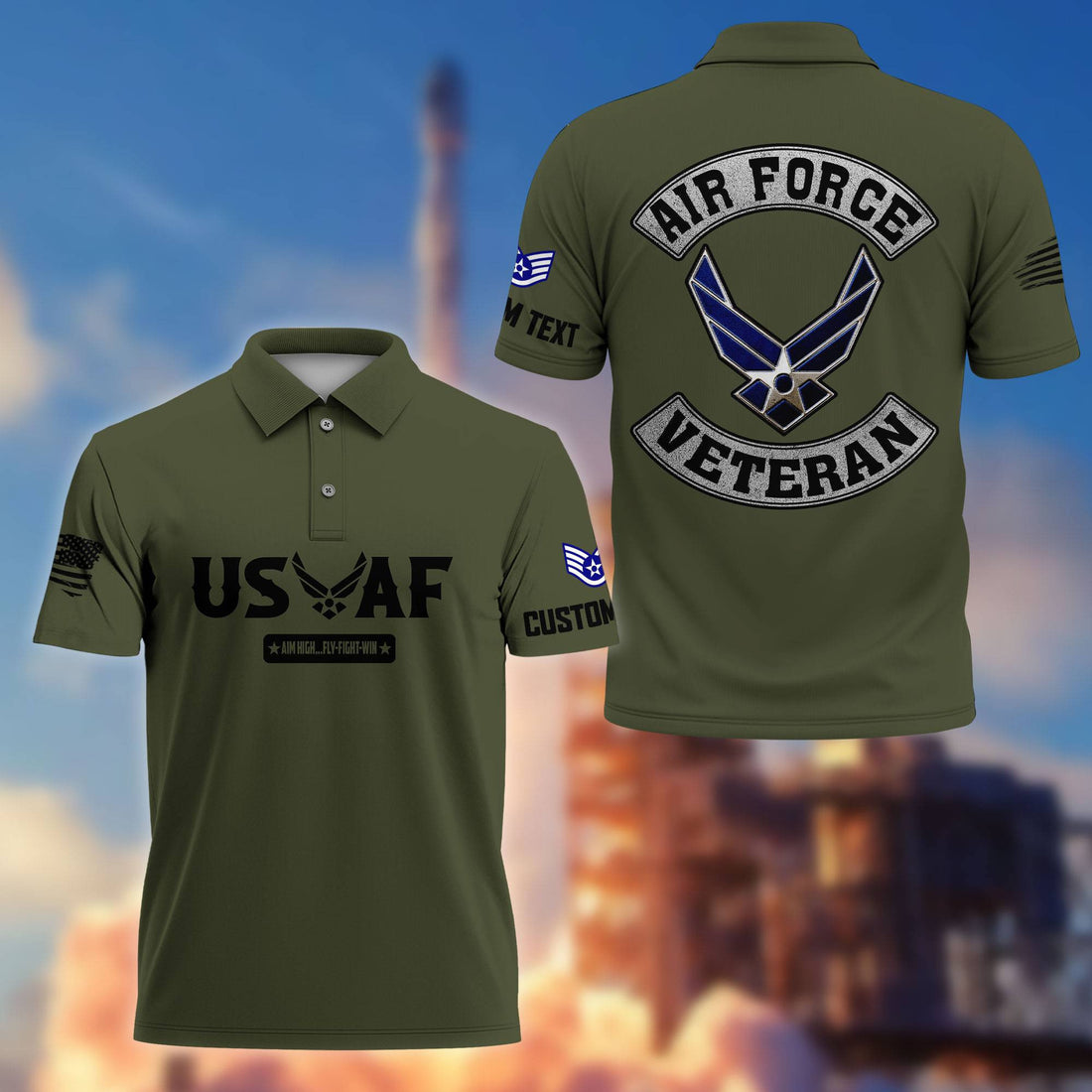 Premium Custom USAF Polo Shirt VPVC217104, Gifts For Air Force Veteran, Best Gifts On Father's Day, Armed Forces Day, Independence Day, Veterans Day.