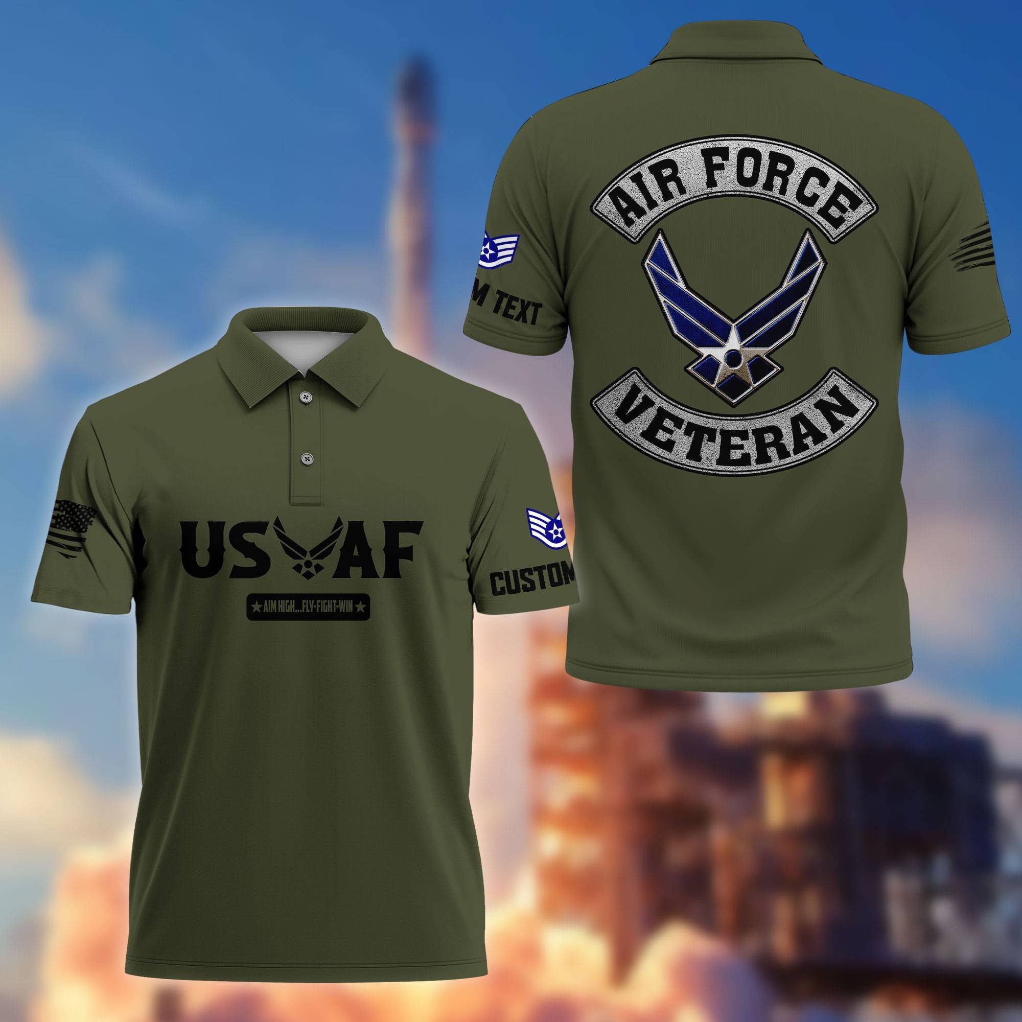 Premium Custom USAF Polo Shirt VPVC217104, Gifts For Air Force Veteran, Best Gifts On Father's Day, Armed Forces Day, Independence Day, Veterans Day.