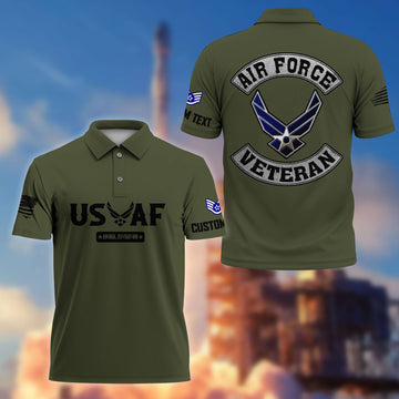 Premium Custom USAF Polo Shirt VPVC217104, Gifts For Air Force Veteran, Best Gifts On Father's Day, Armed Forces Day, Independence Day, Veterans Day.