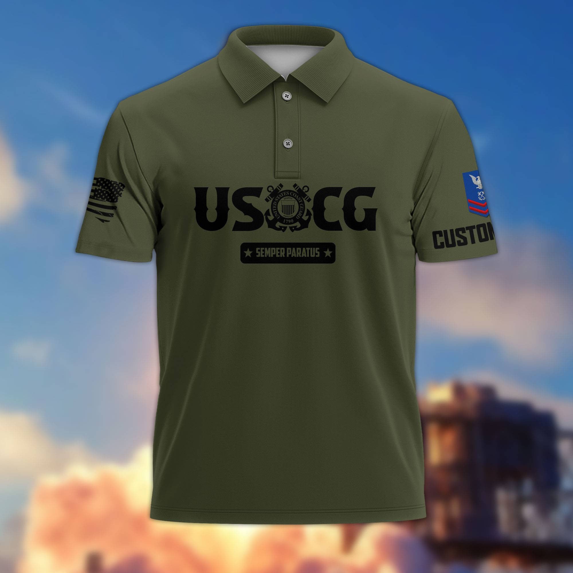Premium Custom USCG Polo Shirt VPVC217105, Gifts For Coast Guard Veteran, Best Gifts On Father's Day, Armed Forces Day, Independence Day, Veterans Day.