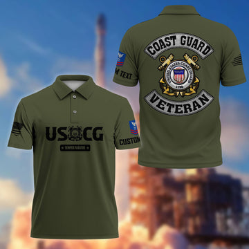 Premium Custom USCG Polo Shirt VPVC217105, Gifts For Coast Guard Veteran, Best Gifts On Father's Day, Armed Forces Day, Independence Day, Veterans Day.