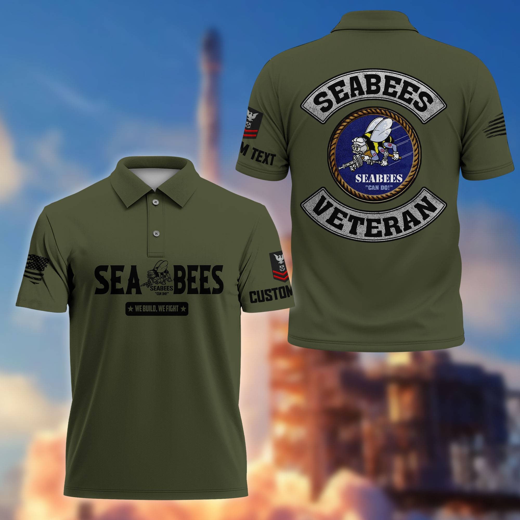 Premium Custom US Seabees Polo Shirt VPVC217109, Gifts For Seabees Veteran, Best Gifts On Father's Day, Armed Forces Day, Independence Day, Veterans Day.