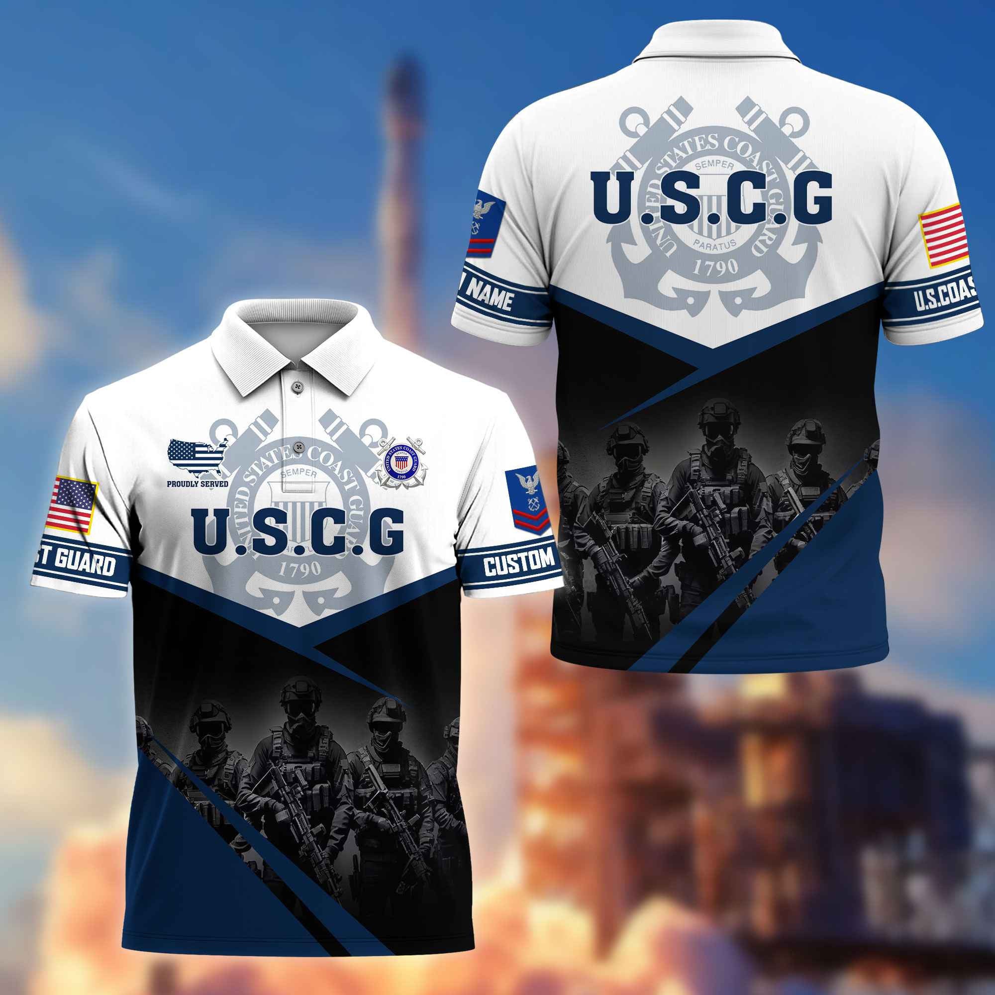 USCG Custom Polo Shirt VPVC217305, Gifts For Coast Guard Veteran, Best Gifts On Father's Day, Armed Forces Day, Independence Day, Veterans Day.