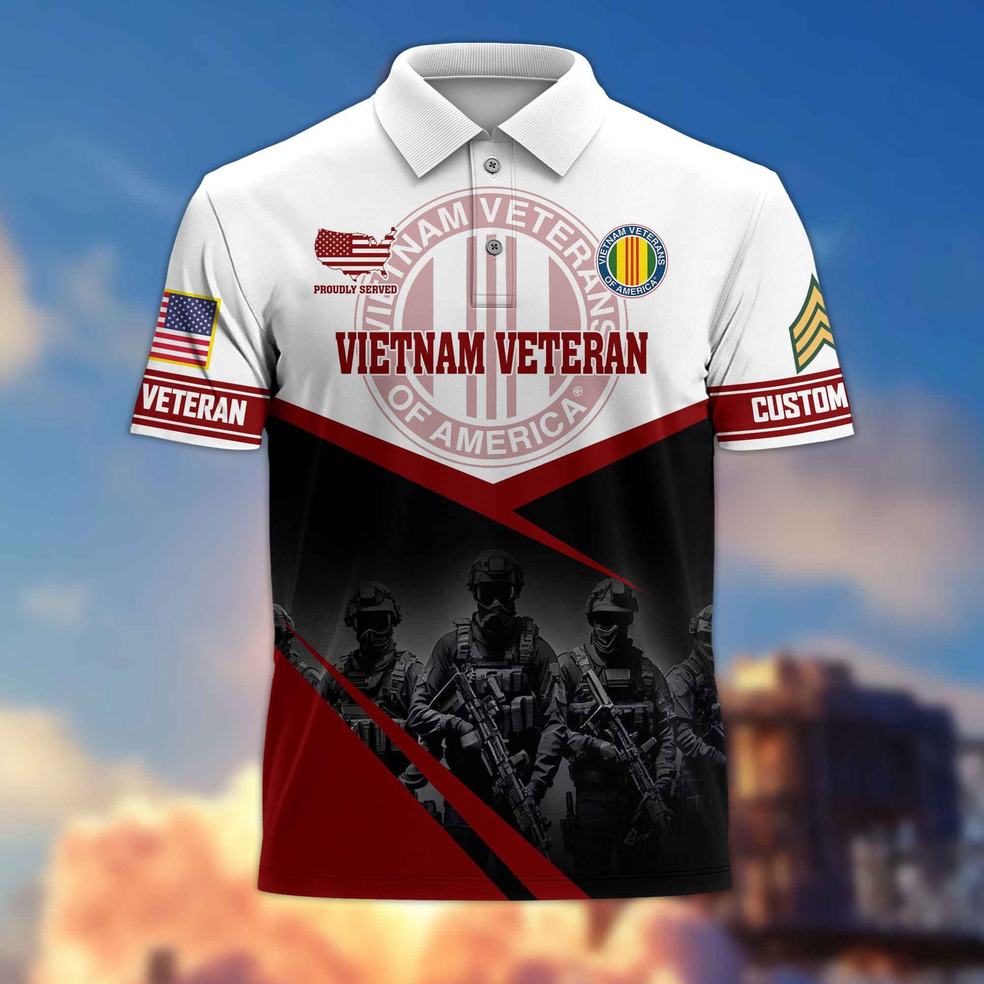 Vietnam Veteran Custom Polo Shirt VPVC217306, Gifts For Vietnam Veteran, Best Gifts On Father's Day, Armed Forces Day, Independence Day, Veterans Day.