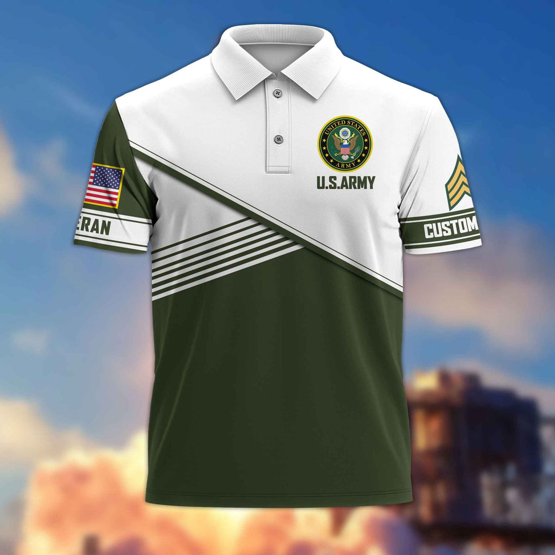 Premium US Army Polo Shirt VPVC217401, Custom Name, Rank, Gifts For Army Veteran, Best Gifts On Father's Day, Armed Forces Day, Independence Day, Veterans Day.