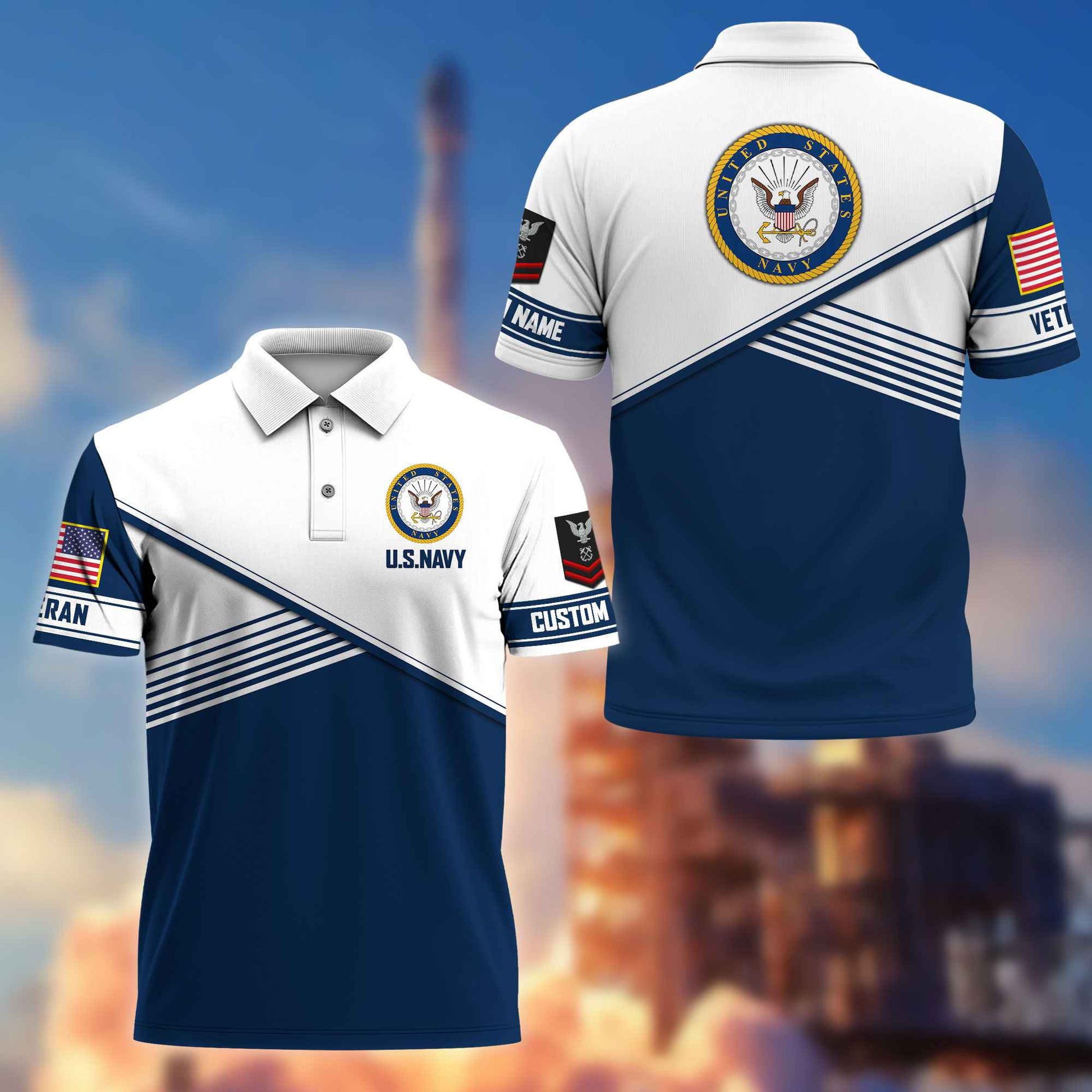 Premium US Navy Polo Shirt VPVC217402, Custom Name, Rank, Gifts For Navy Veteran, Best Gifts On Father's Day, Armed Forces Day, Independence Day, Veterans Day.