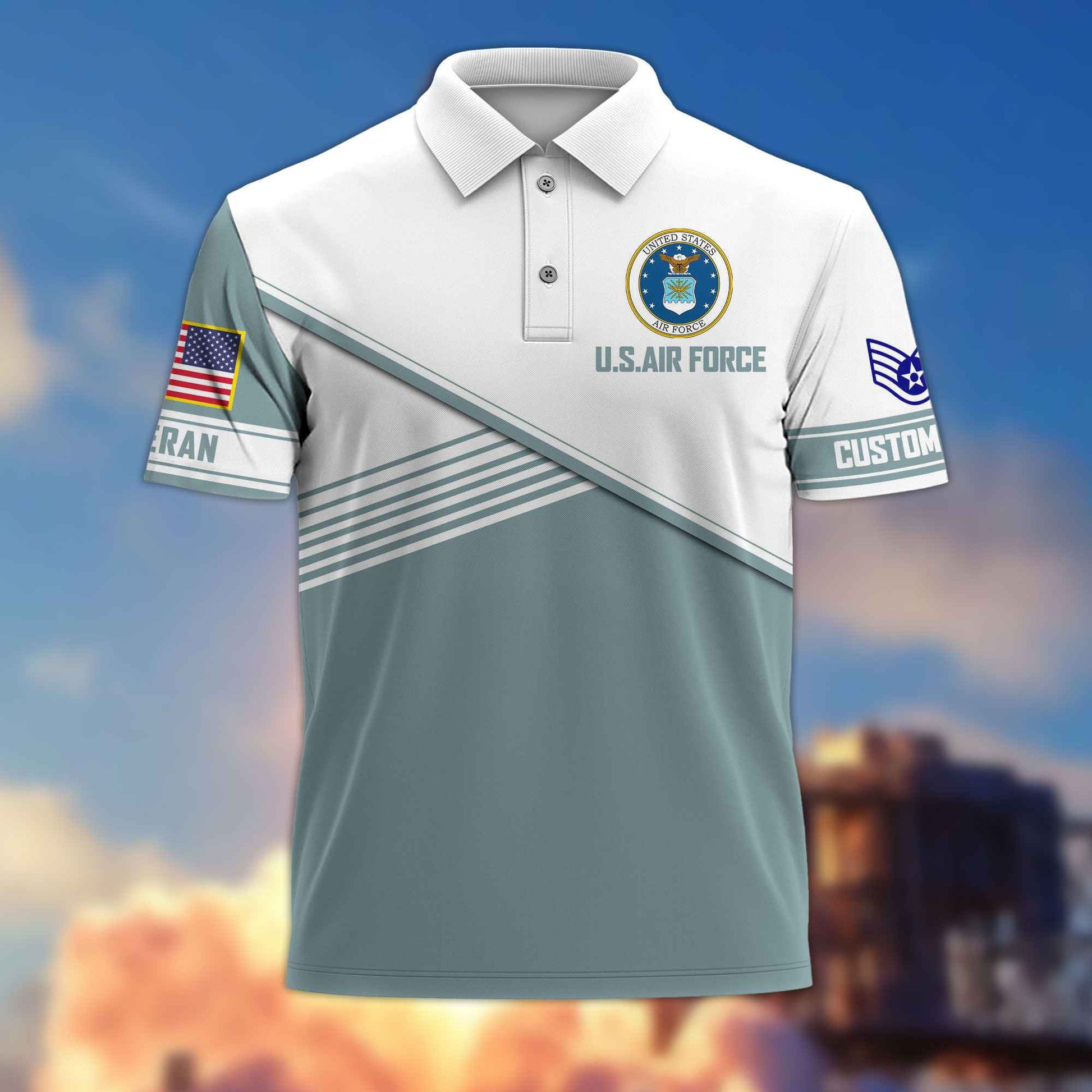 Premium USAF Polo Shirt VPVC217404, Custom Name, Rank, Gifts For Air Force Veteran, Best Gifts On Father's Day, Armed Forces Day, Independence Day, Veterans Day.