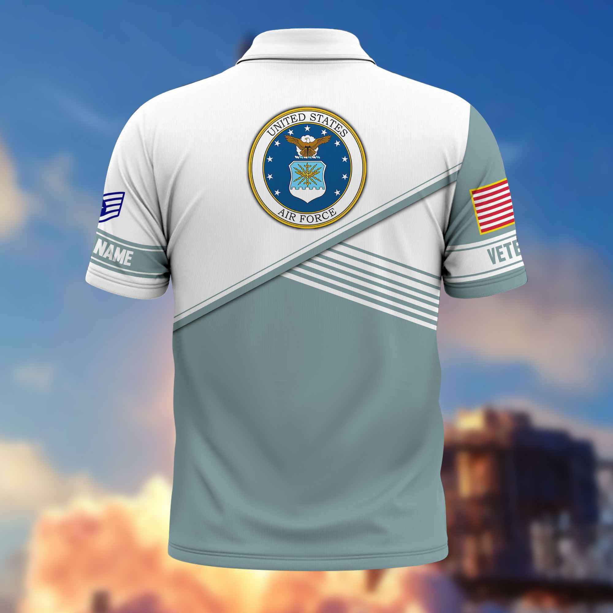 Premium USAF Polo Shirt VPVC217404, Custom Name, Rank, Gifts For Air Force Veteran, Best Gifts On Father's Day, Armed Forces Day, Independence Day, Veterans Day.