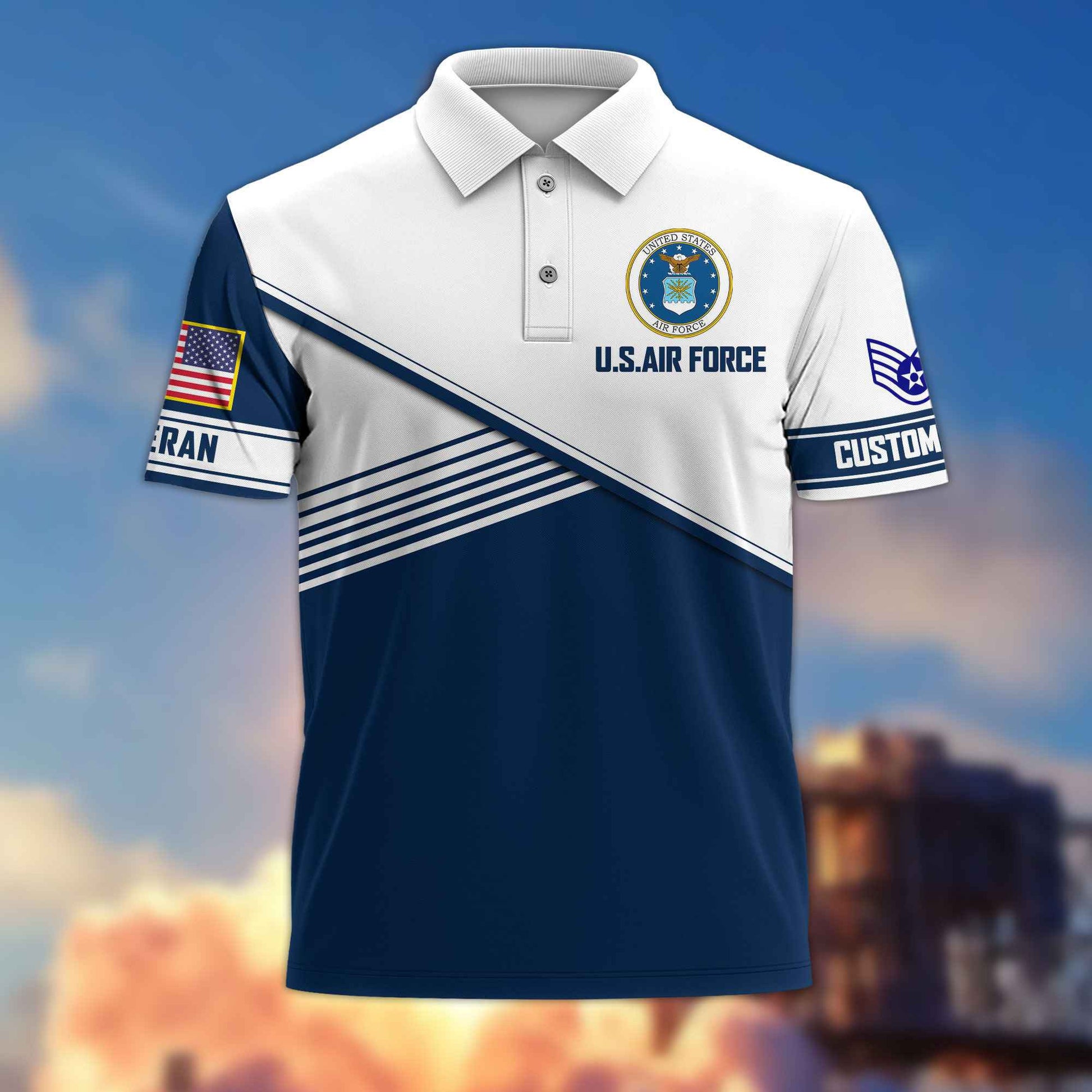 Premium USAF Polo Shirt VPVC217412, Custom Name, Rank, Gifts For Air Force Veteran, Best Gifts On Father's Day, Armed Forces Day, Independence Day, Veterans Day.