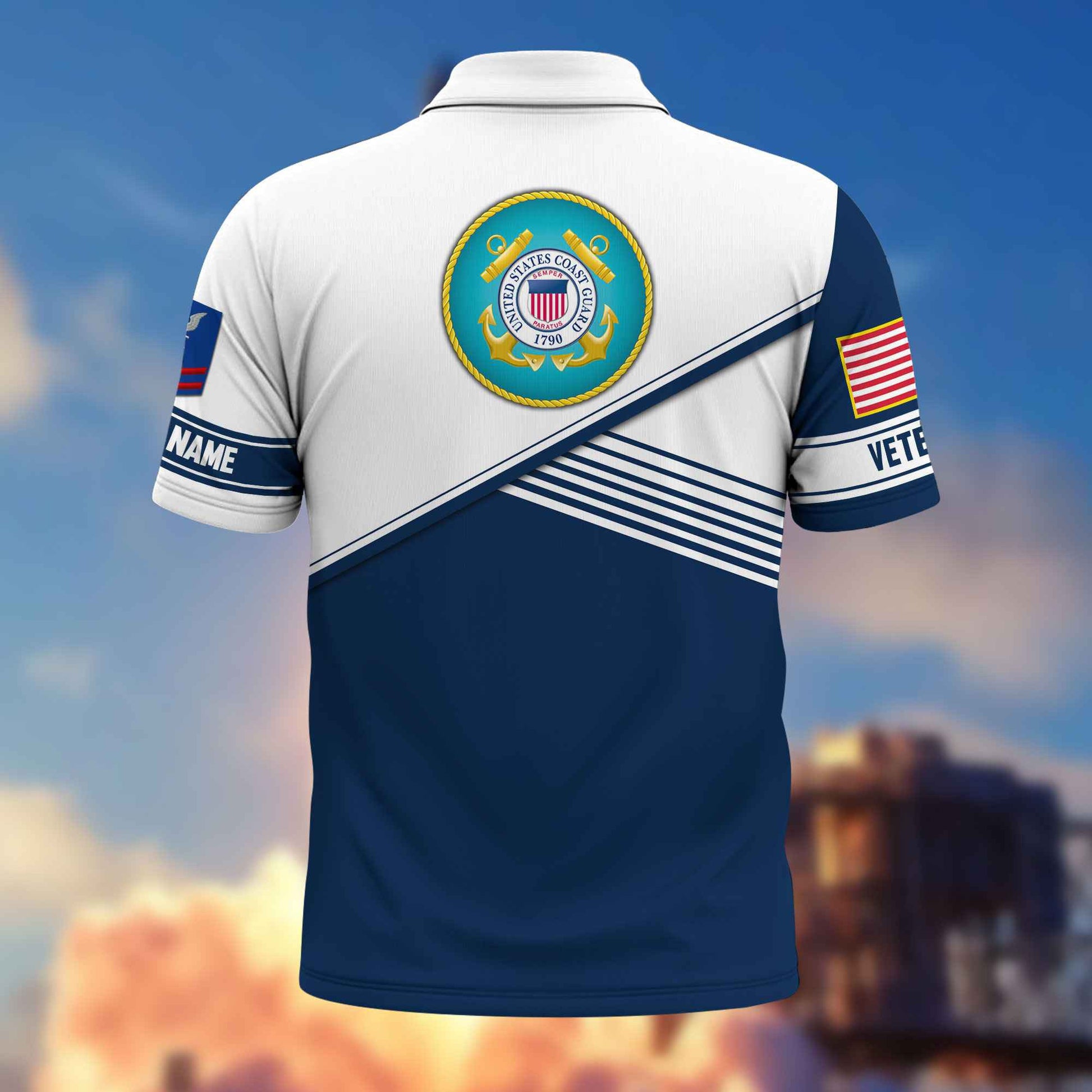 Premium USCG Polo Shirt VPVC217405, Custom Name, Rank, Gifts For Coast Guard Veteran, Best Gifts On Father's Day, Armed Forces Day, Independence Day, Veterans Day.