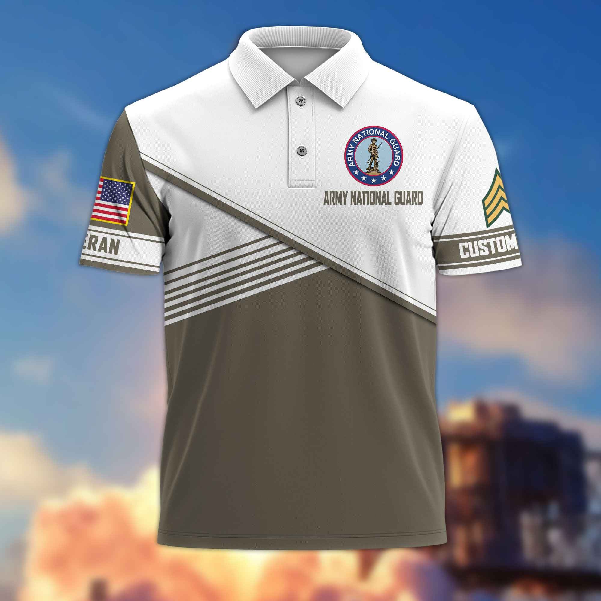 Premium US Army National Guard Polo Shirt VPVC217408, Custom Name, Rank, Gifts For Army National Guard Veteran, Best Gifts On Father's Day, Armed Forces Day, Independence Day, Veterans Day.