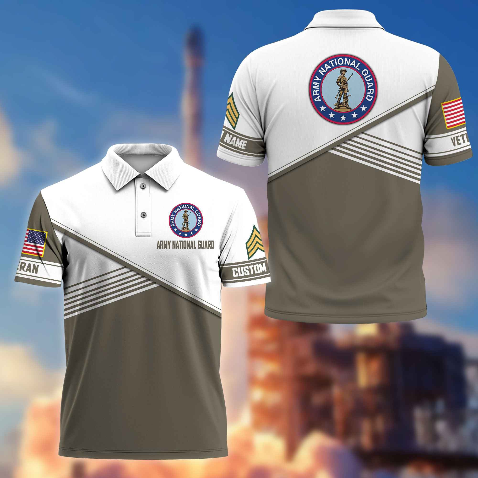 Premium US Army National Guard Polo Shirt VPVC217408, Custom Name, Rank, Gifts For Army National Guard Veteran, Best Gifts On Father's Day, Armed Forces Day, Independence Day, Veterans Day.