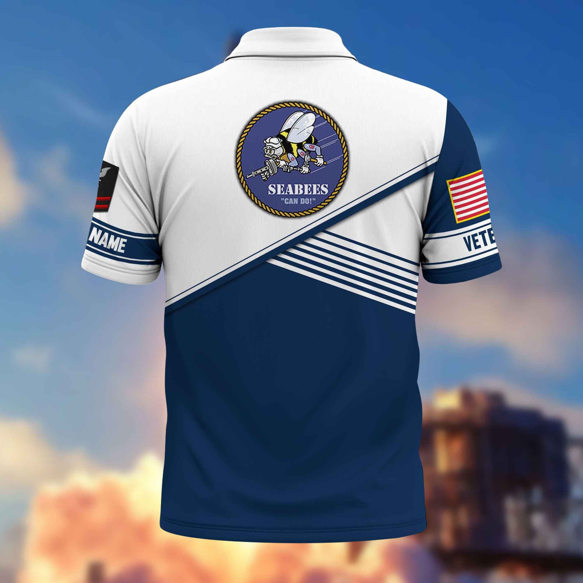 Premium US Seabees Polo Shirt VPVC217409, Custom Name, Rank, Gifts For Seabees Veteran, Best Gifts On Father's Day, Armed Forces Day, Independence Day, Veterans Day.