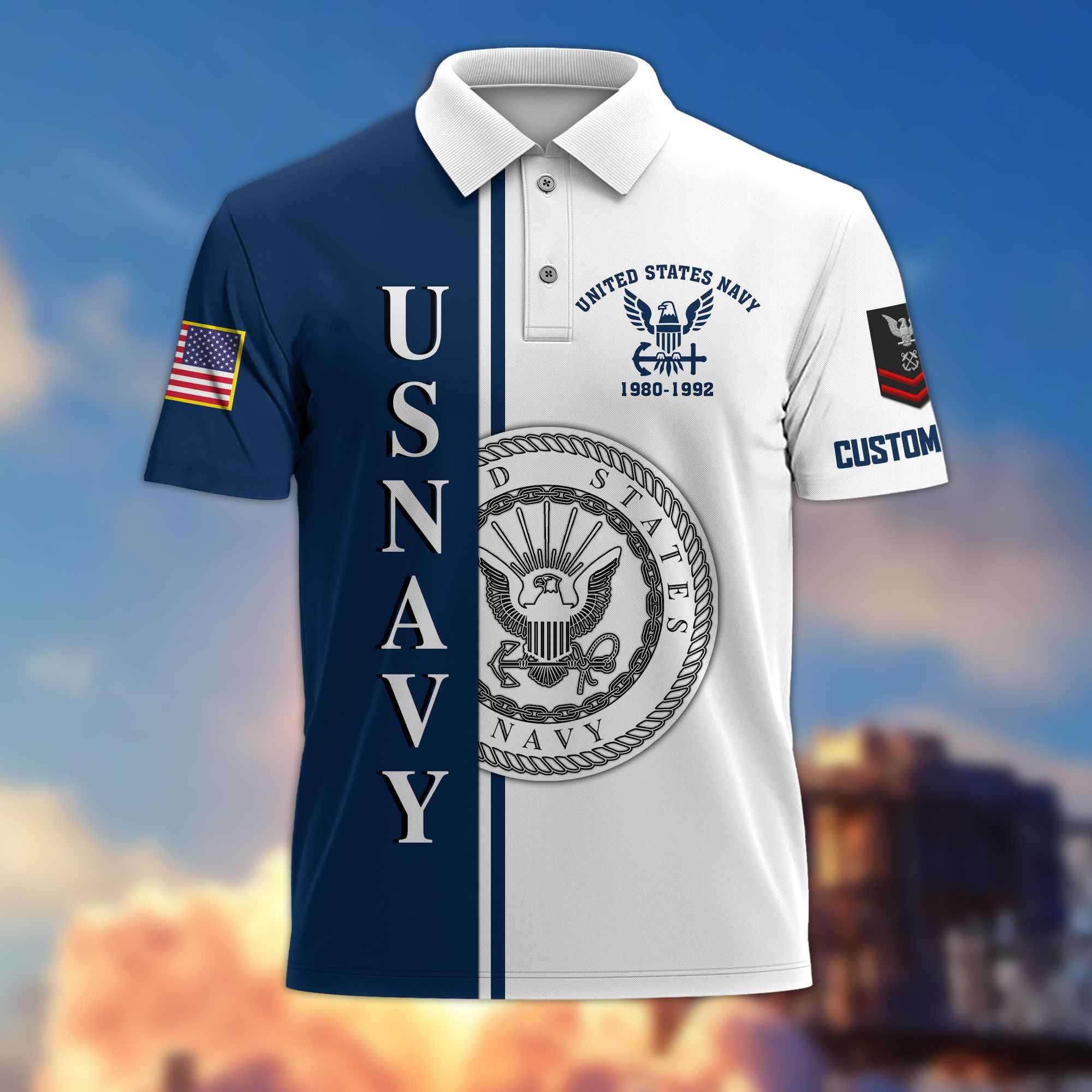 Premium Custom US Navy Polo Shirt VPVC217502, Gifts For Navy Veteran, Best Gifts On Father's Day, Armed Forces Day, Independence Day, Veterans Day.