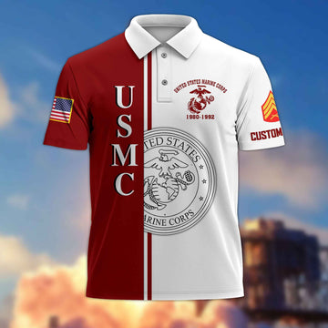 Premium Custom USMC Polo Shirt VPVC217503, Gifts For Marine Veteran, Best Gifts On Father's Day, Armed Forces Day, Independence Day, Veterans Day.