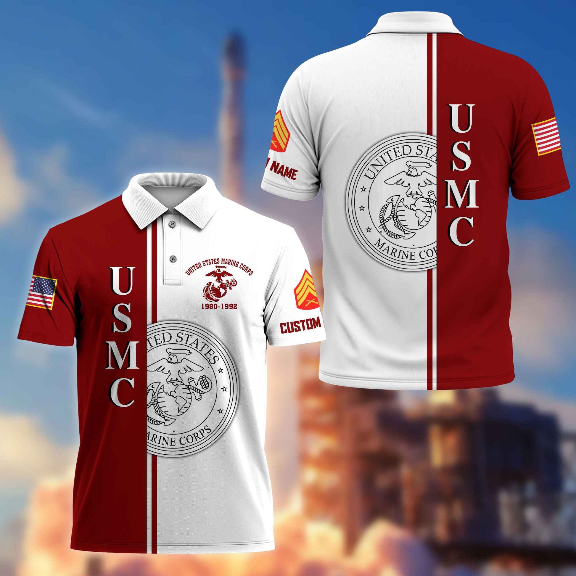 Premium Custom USMC Polo Shirt VPVC217503, Gifts For Marine Veteran, Best Gifts On Father's Day, Armed Forces Day, Independence Day, Veterans Day.