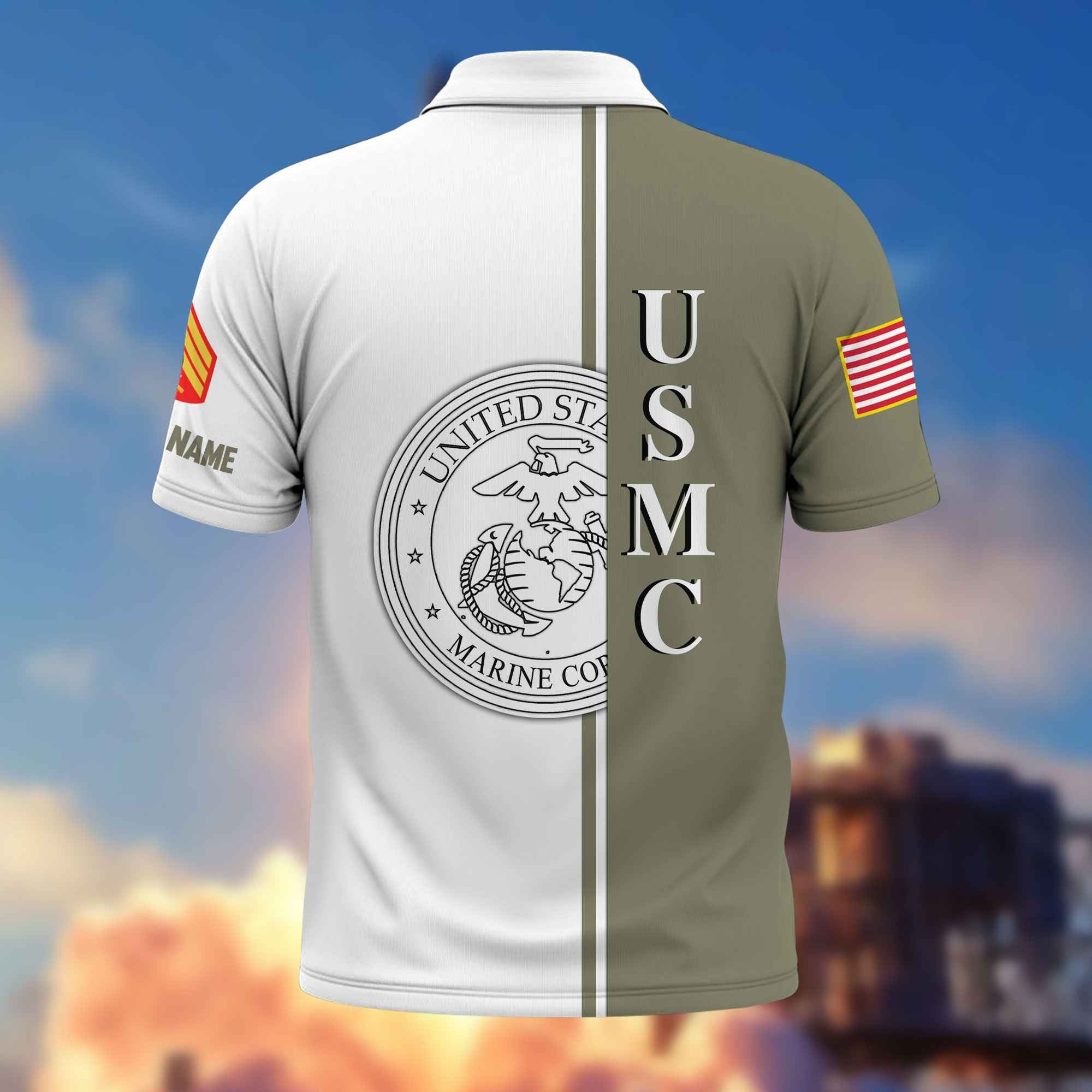 Premium Custom USMC Polo Shirt VPVC217511, Gifts For Marine Veteran, Best Gifts On Father's Day, Armed Forces Day, Independence Day, Veterans Day.