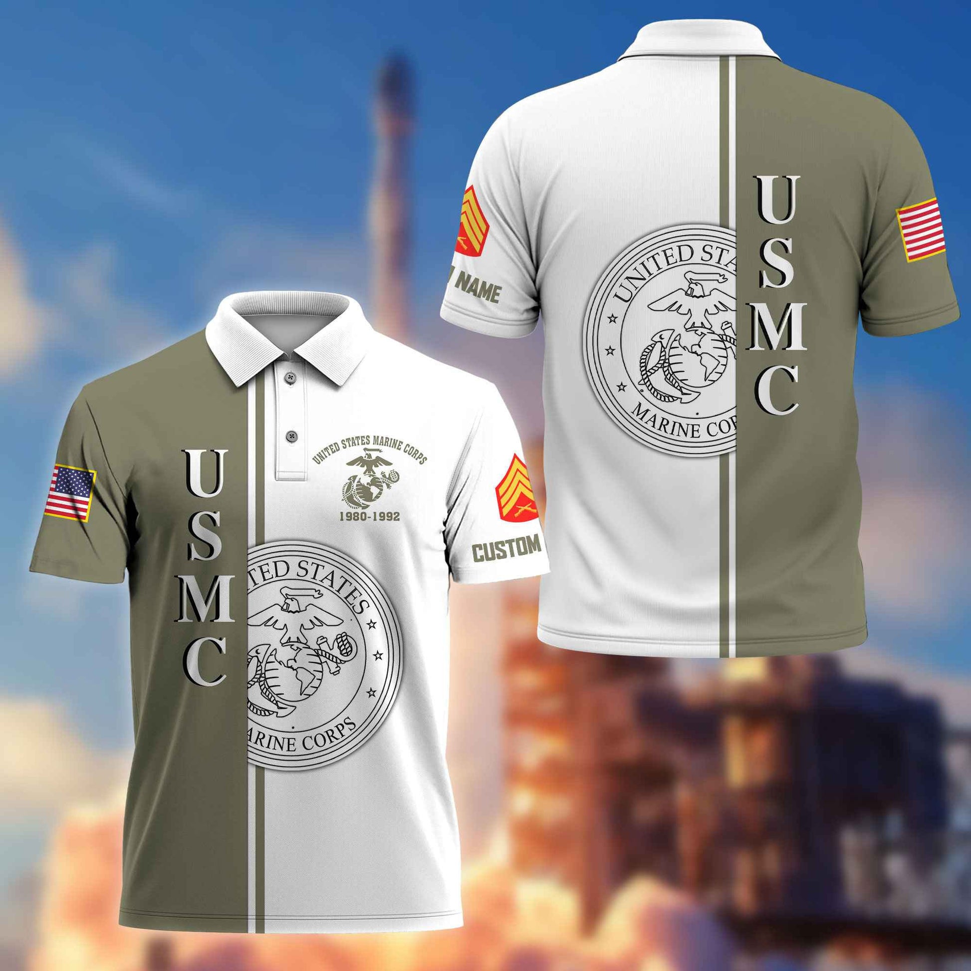 Premium Custom USMC Polo Shirt VPVC217511, Gifts For Marine Veteran, Best Gifts On Father's Day, Armed Forces Day, Independence Day, Veterans Day.