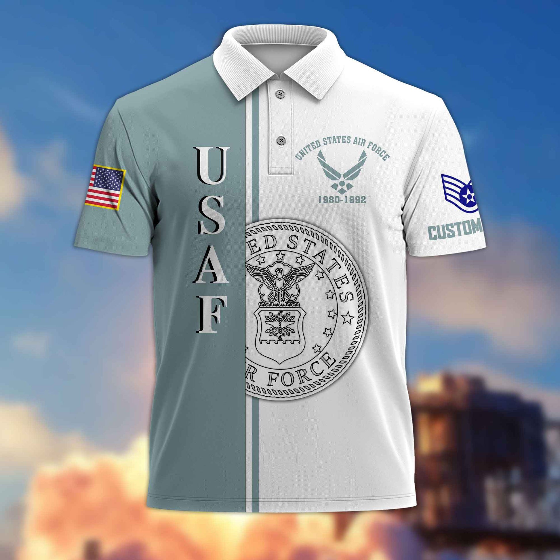 Premium Custom USAF Polo Shirt VPVC217504, Gifts For Air Force Veteran, Best Gifts On Father's Day, Armed Forces Day, Independence Day, Veterans Day.
