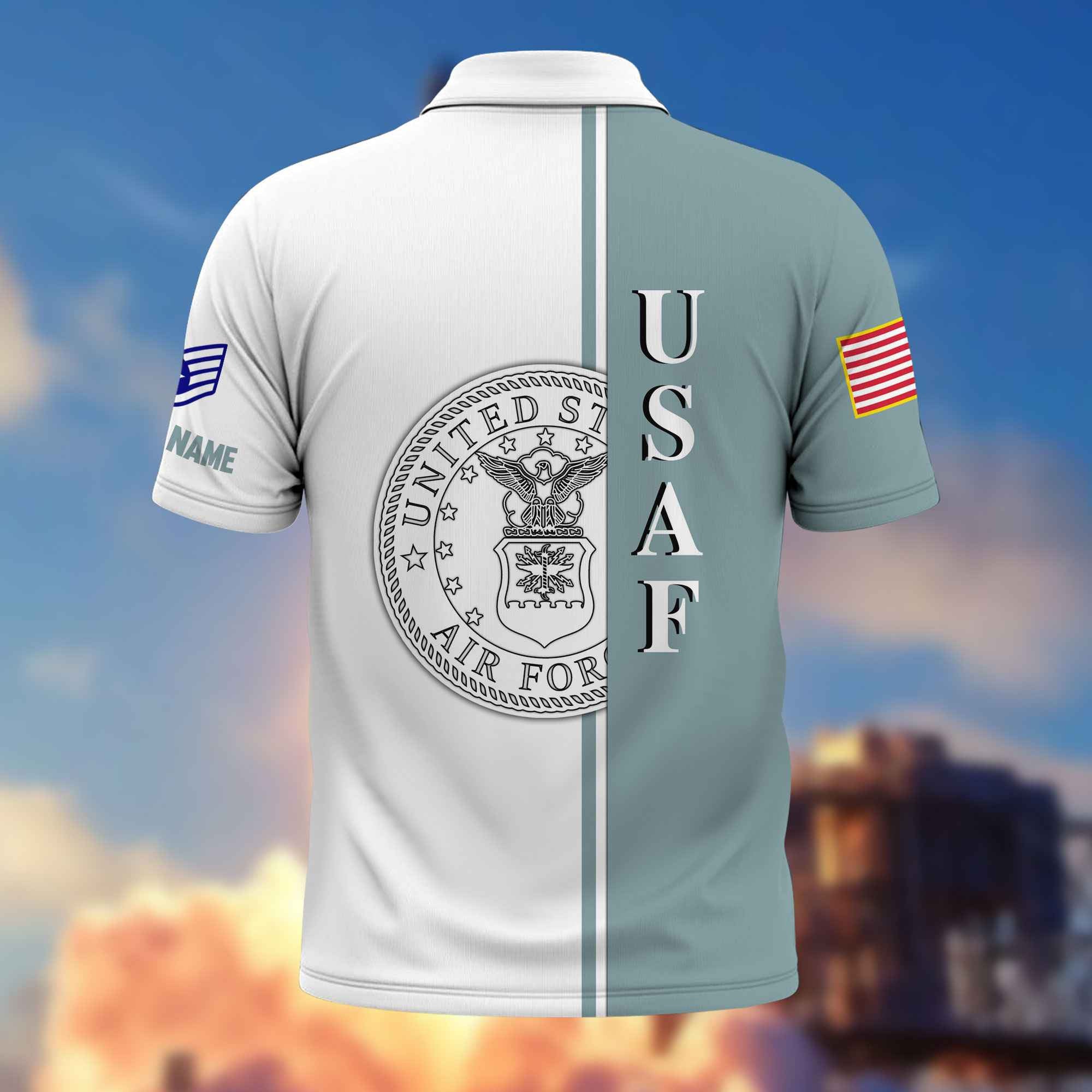 Premium Custom USAF Polo Shirt VPVC217504, Gifts For Air Force Veteran, Best Gifts On Father's Day, Armed Forces Day, Independence Day, Veterans Day.