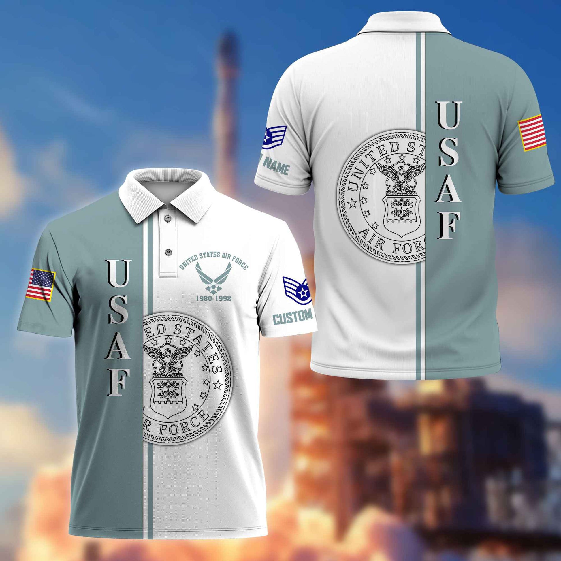 Premium Custom USAF Polo Shirt VPVC217504, Gifts For Air Force Veteran, Best Gifts On Father's Day, Armed Forces Day, Independence Day, Veterans Day.