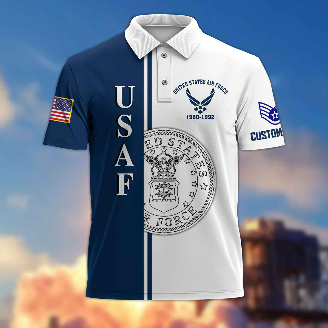 Premium Custom USAF Polo Shirt VPVC217512, Gifts For Air Force Veteran, Best Gifts On Father's Day, Armed Forces Day, Independence Day, Veterans Day.
