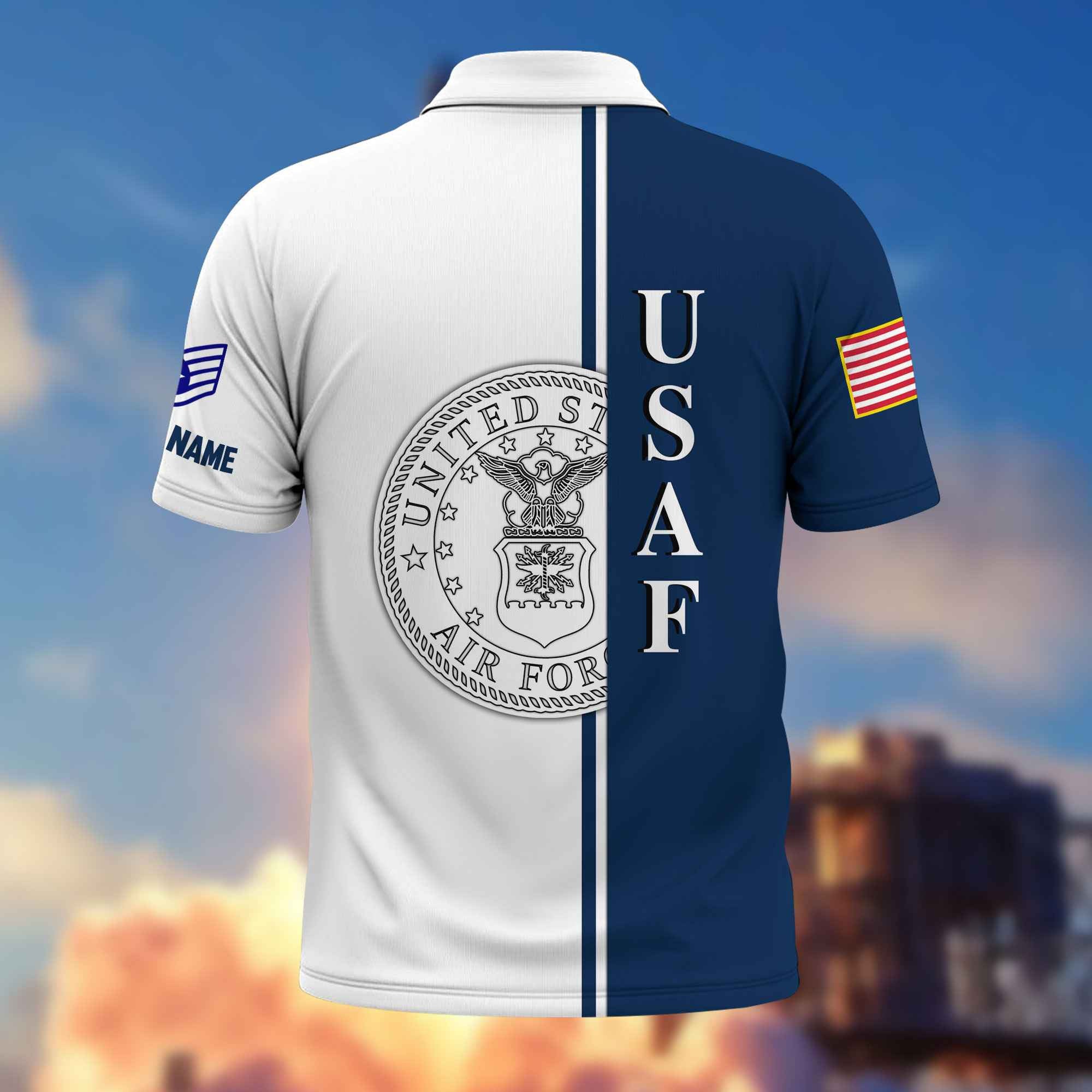 Premium Custom USAF Polo Shirt VPVC217512, Gifts For Air Force Veteran, Best Gifts On Father's Day, Armed Forces Day, Independence Day, Veterans Day.