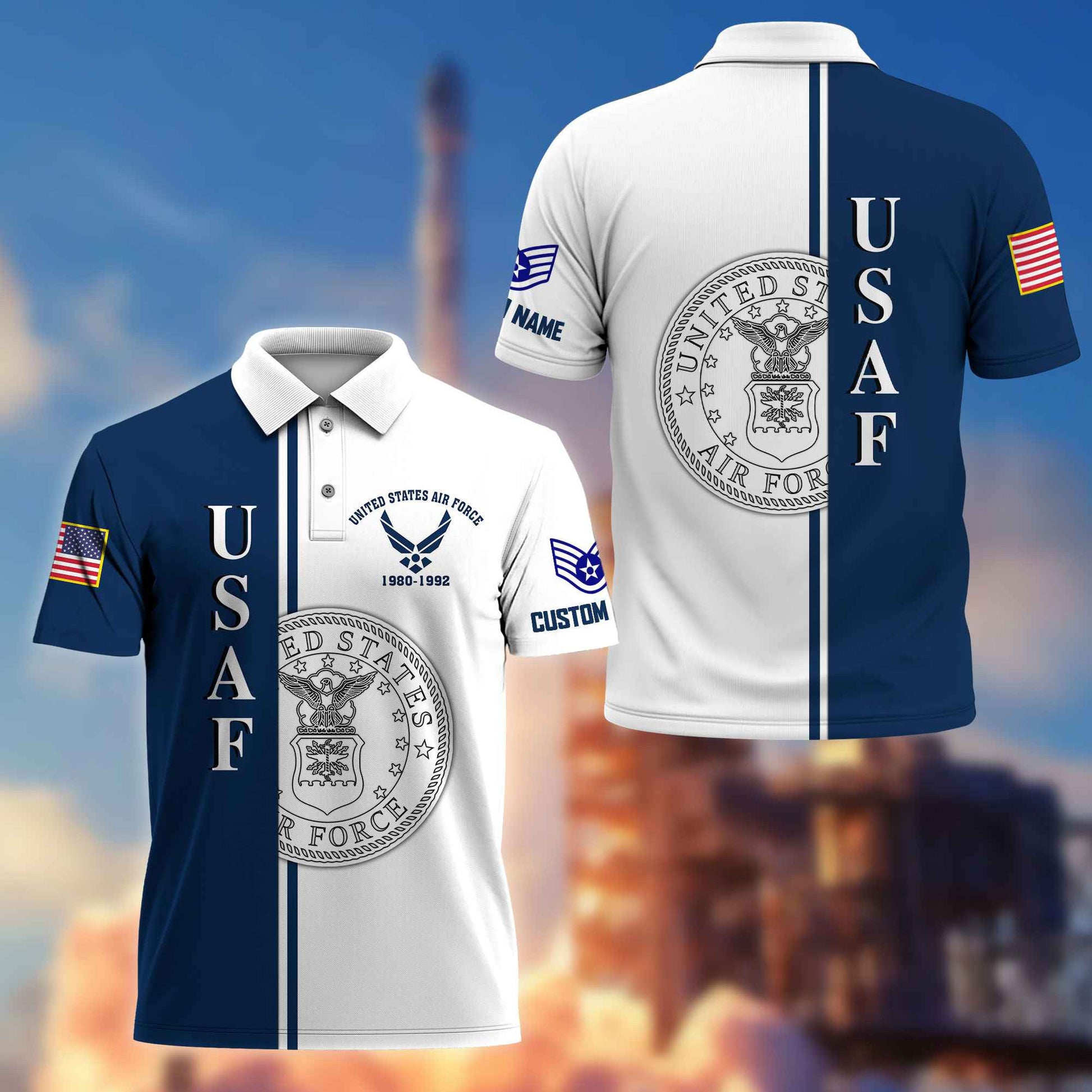 Premium Custom USAF Polo Shirt VPVC217512, Gifts For Air Force Veteran, Best Gifts On Father's Day, Armed Forces Day, Independence Day, Veterans Day.
