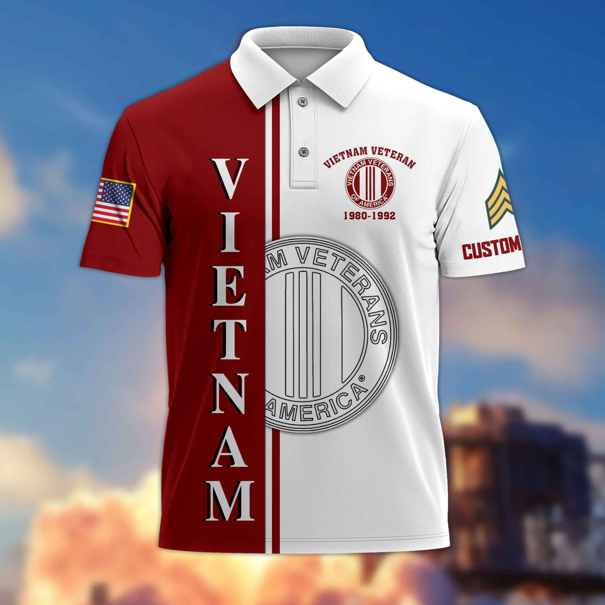 Premium Custom Vietnam Veteran Polo Shirt VPVC217506, Gifts For Vietnam Veteran, Best Gifts On Father's Day, Armed Forces Day, Independence Day, Veterans Day.
