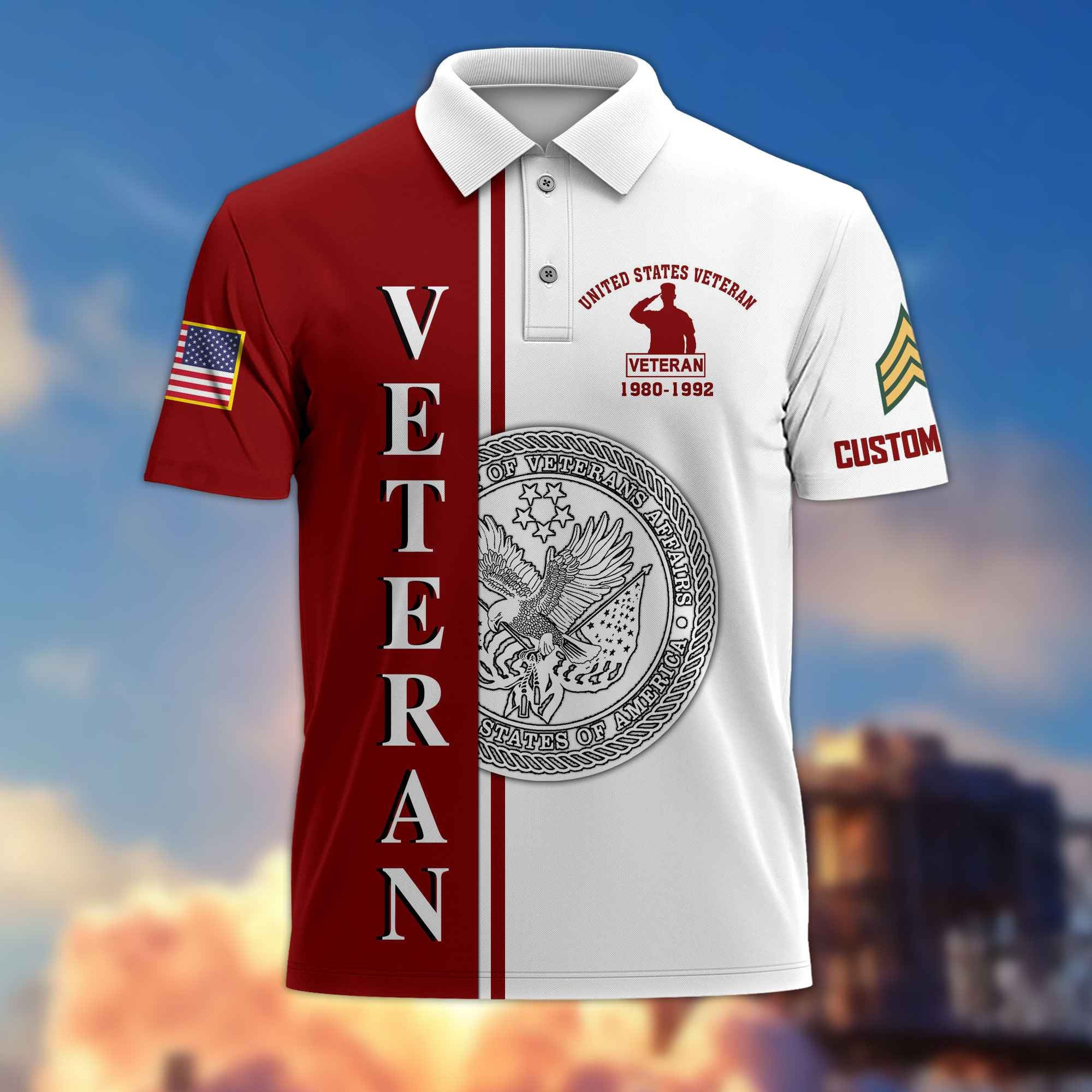 Premium Custom US Veteran Polo Shirt VPVC217507, Gifts For US Veteran, Best Gifts On Father's Day, Armed Forces Day, Independence Day, Veterans Day.