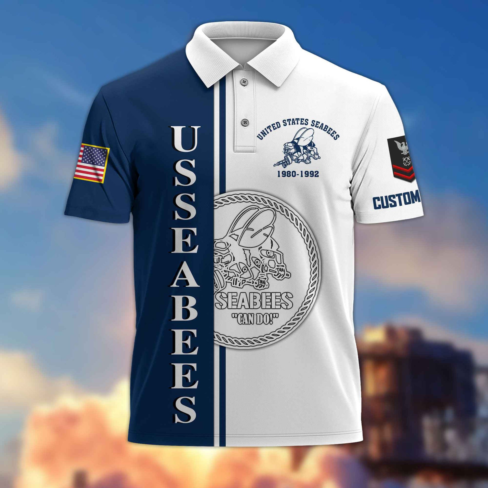 Premium Custom US Seabees Polo Shirt VPVC217509, Gifts For Seabees Veteran, Best Gifts On Father's Day, Armed Forces Day, Independence Day, Veterans Day.